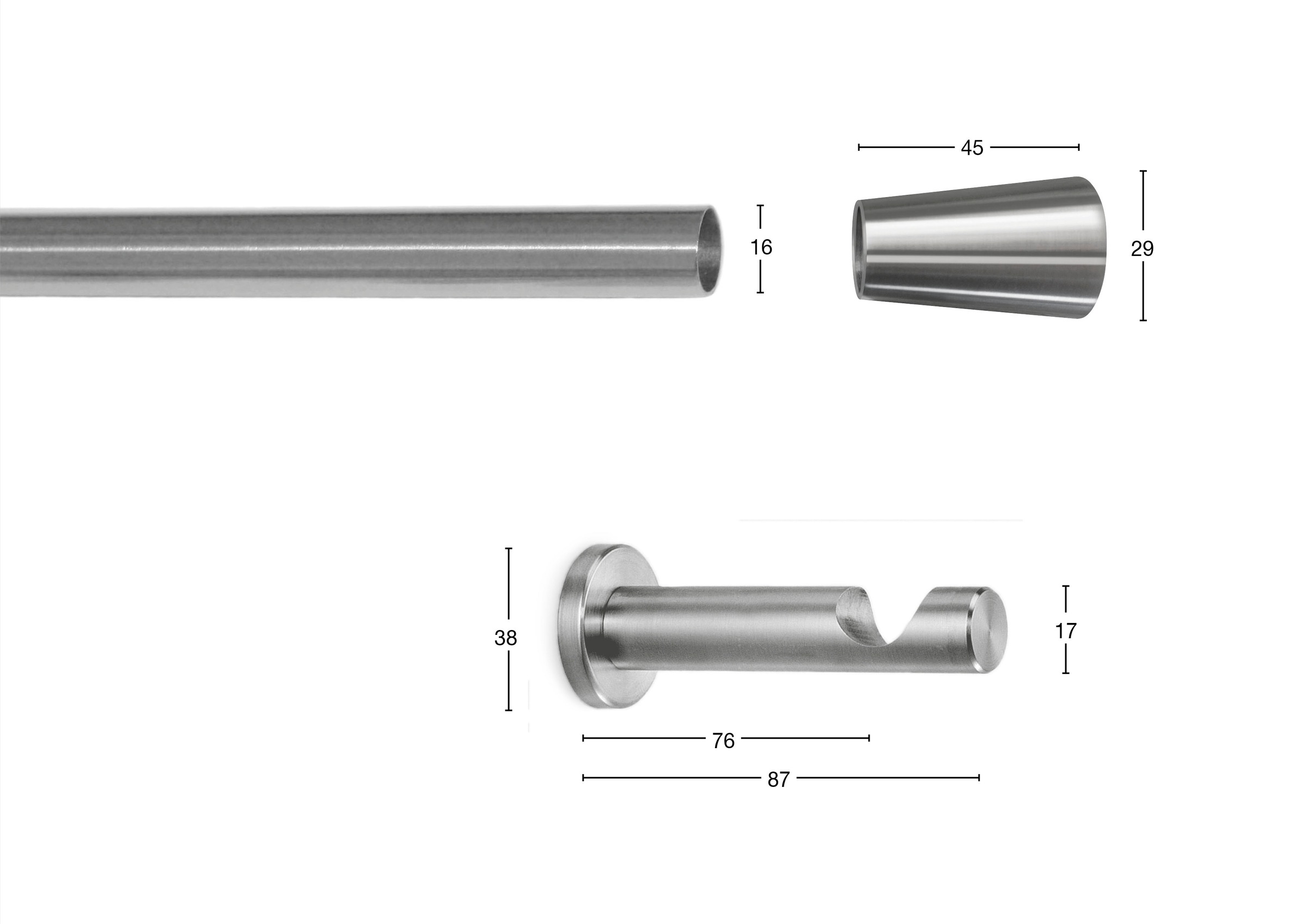GARESA Gardinenstange "ROSA" Ø 16 mm 1 läufig-läufig Wunschmaßlänge;Träger; günstig online kaufen