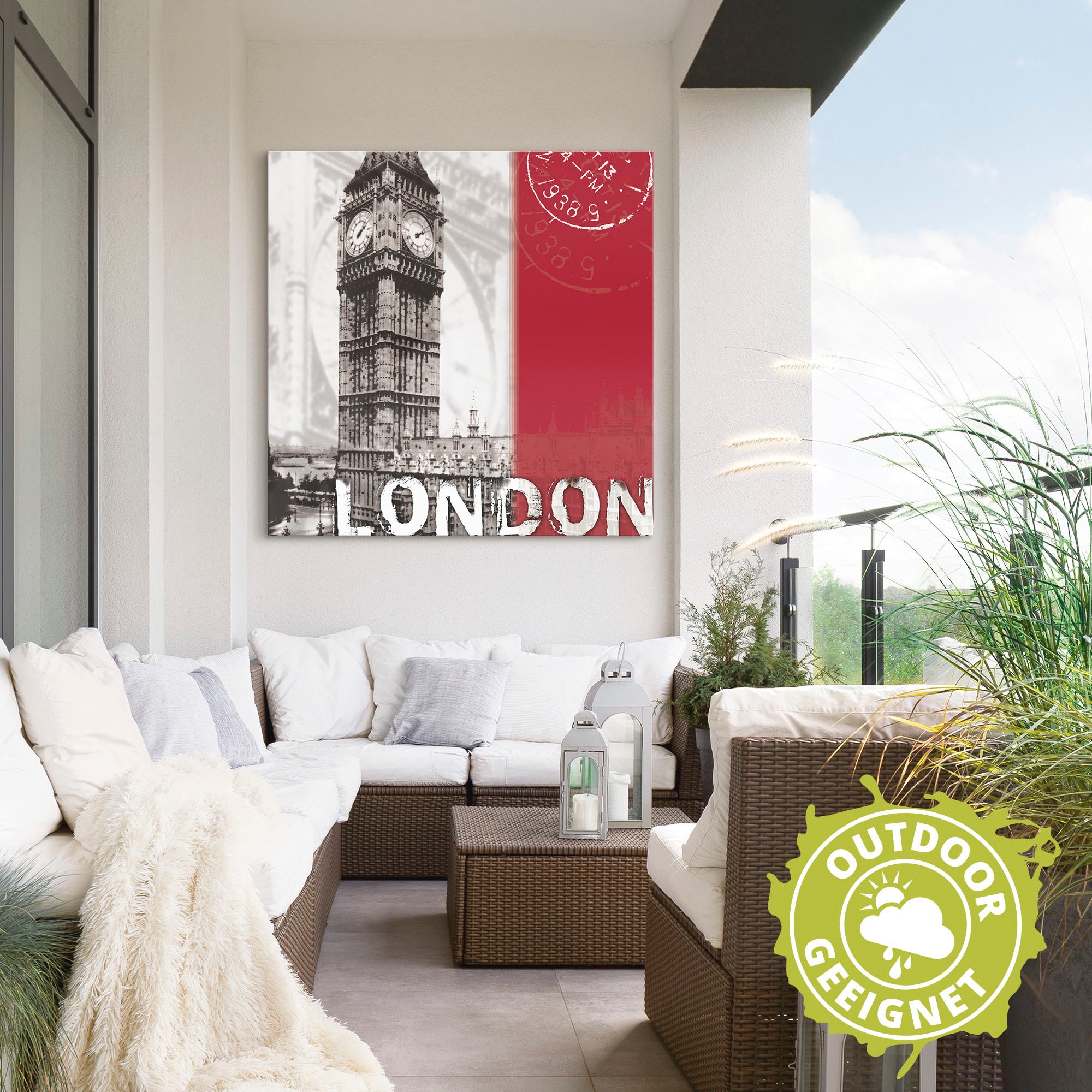 Artland Wandbild »London_bordeauxrot«, Gebäude, (1 St.), als Alubild, Outdoorbild, Leinwandbild in verschied. Größen