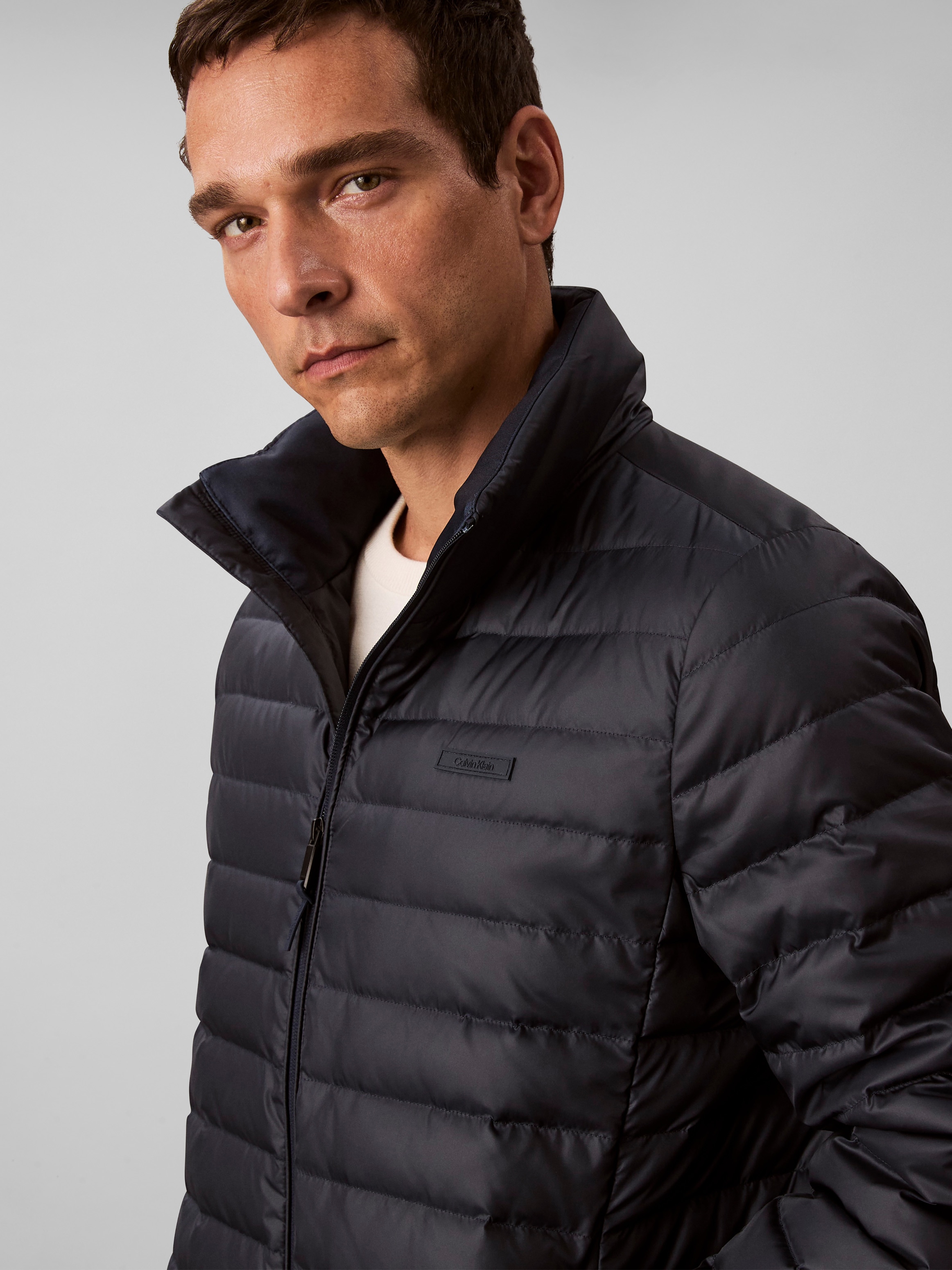 Calvin Klein Steppjacke »LS LT WT NYLN CHNNLD«, ohne Kapuze, Mit Rundhalsausschnitt