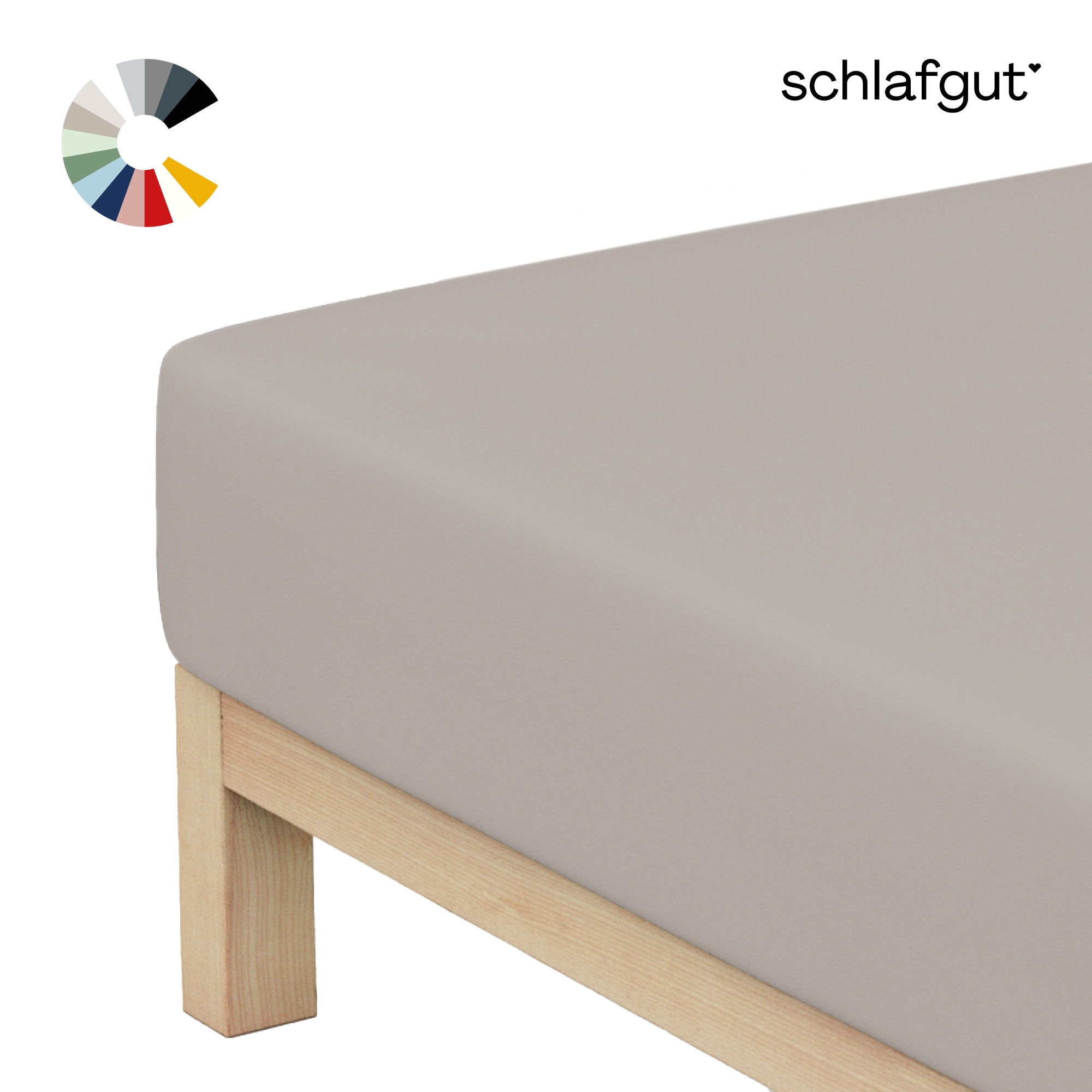 Schlafgut Spannbettlaken "Basic Cotton Bettlaken, 160 g/m², 100% Baumwolle, Spannbetttuch" Spannbettlaken bis 20 cm Matratzenhöhe, bügelfrei und pflegeleicht
