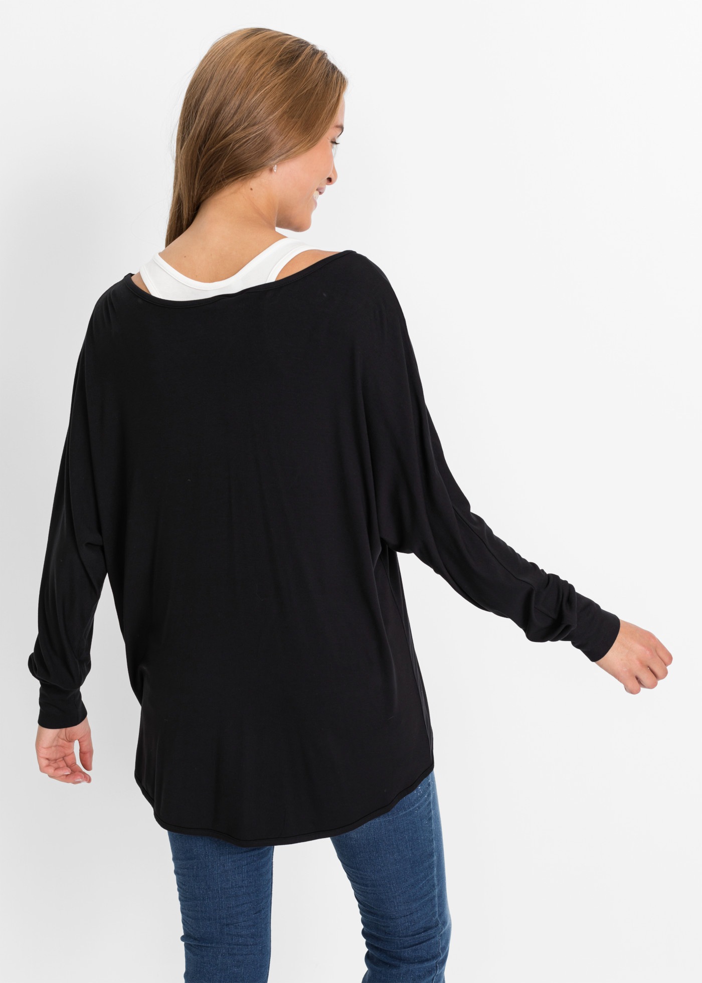 bonprix T-Shirt Set,  2-teiliges Set aus Longshirt und Top, in A-Linie, modisch