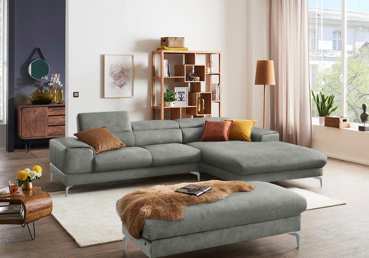 W.SCHILLIG Polsterhocker "piedroo, Designsofa mit tollem Sitzkomfort, bequem, L-Form" Füße in Silber matt