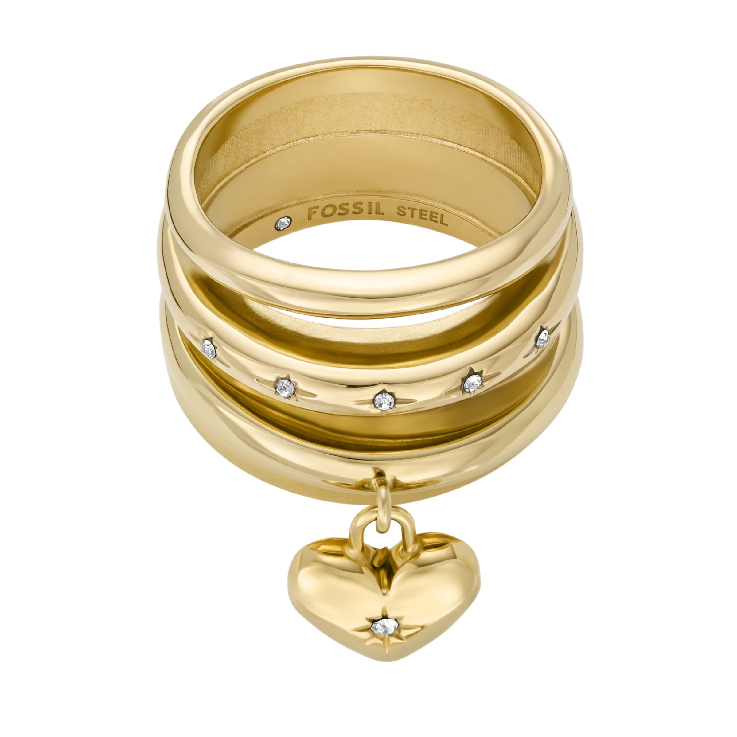 Fossil Fingerring »Schmuck Geschenk Edelstahl Ring SADIE« mit Glasstein