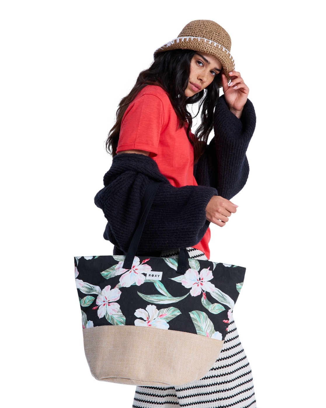 ROXY Damen Strandtasche "Waikiki Life"anthrazit spring charming, Baumwolle, Taschen