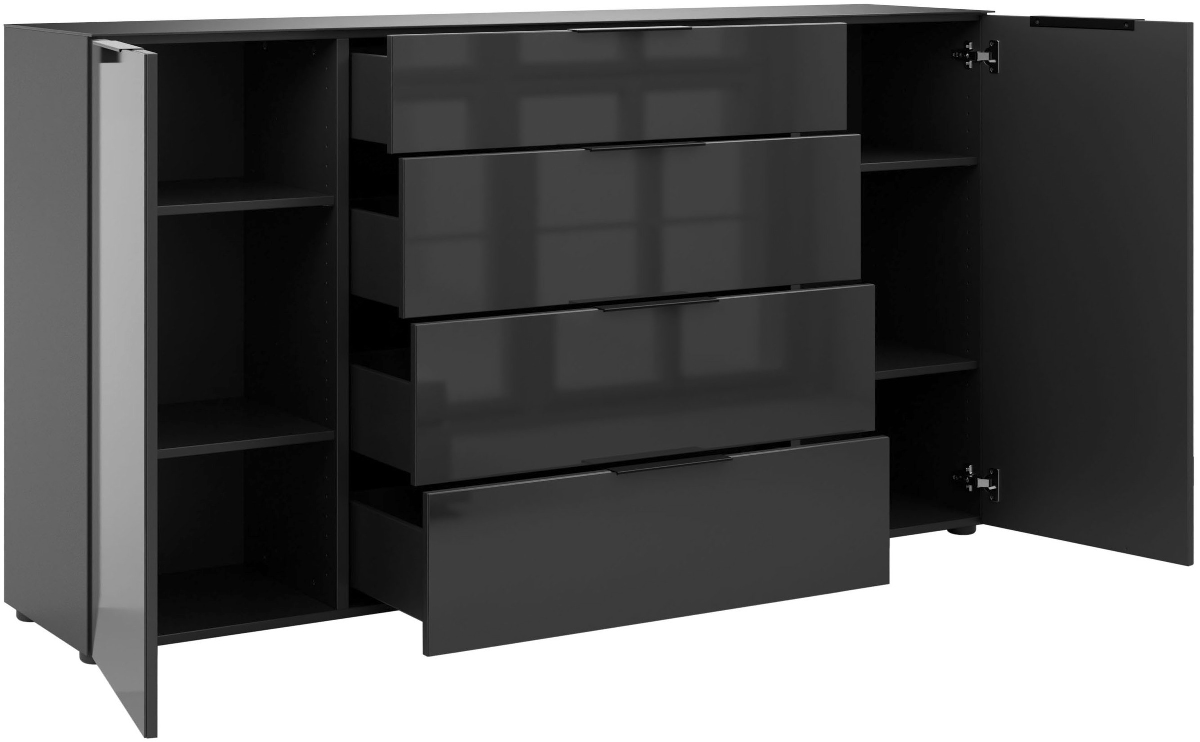 Thumbnail - Manjana Möbel Sideboard "Style" mit Metallgriffen & Glasfront, Soft-Close, Selbsteinzug, in 2 Breiten