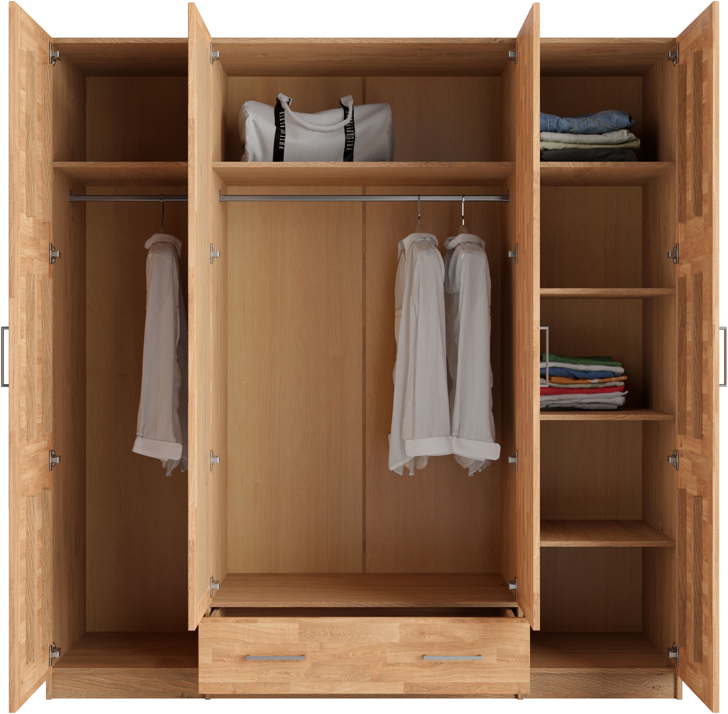 Thumbnail - Home affaire Kleiderschrank "Sabrina, natürlicher Landhausstil, mit Innenausstattung" Spiegel und Schubladen, teilmassiv...
