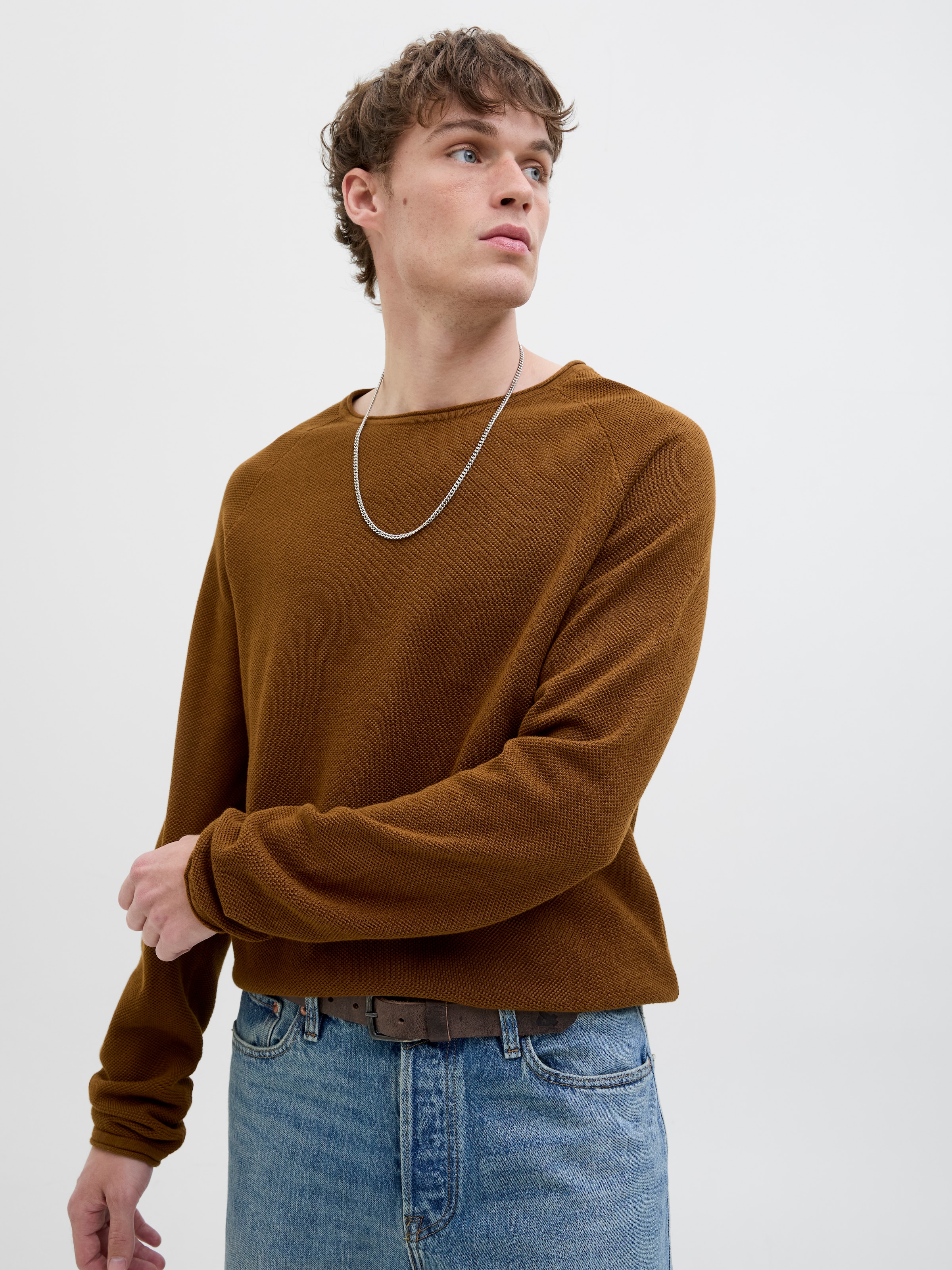 Jack & Jones Rundhalspullover "JJEHILL KNIT CREW NECK NOOS" mit Strukturstr günstig online kaufen