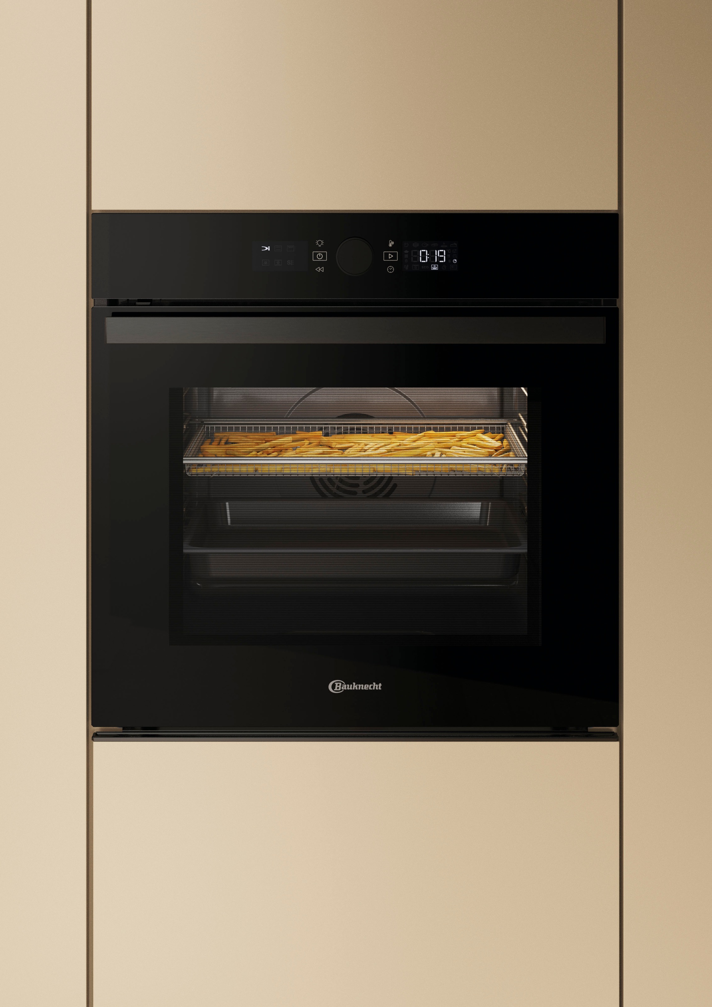 BAUKNECHT Pyrolyse Backofen  »BBI4S8PM1SK«, mit 1-fach-Teleskopauszug, Pyrolyse-Selbstreinigung, AirFry-Funktion, Pizzafunktion, 1-fach-Teleskopauszug, Gentle Steam