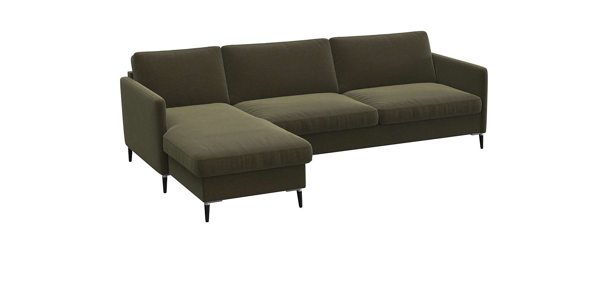 FLEXLUX Ecksofa »Fiore, L-Form«, schmale Armlehnen, Kaltschaum, Füße Alu+schwarz