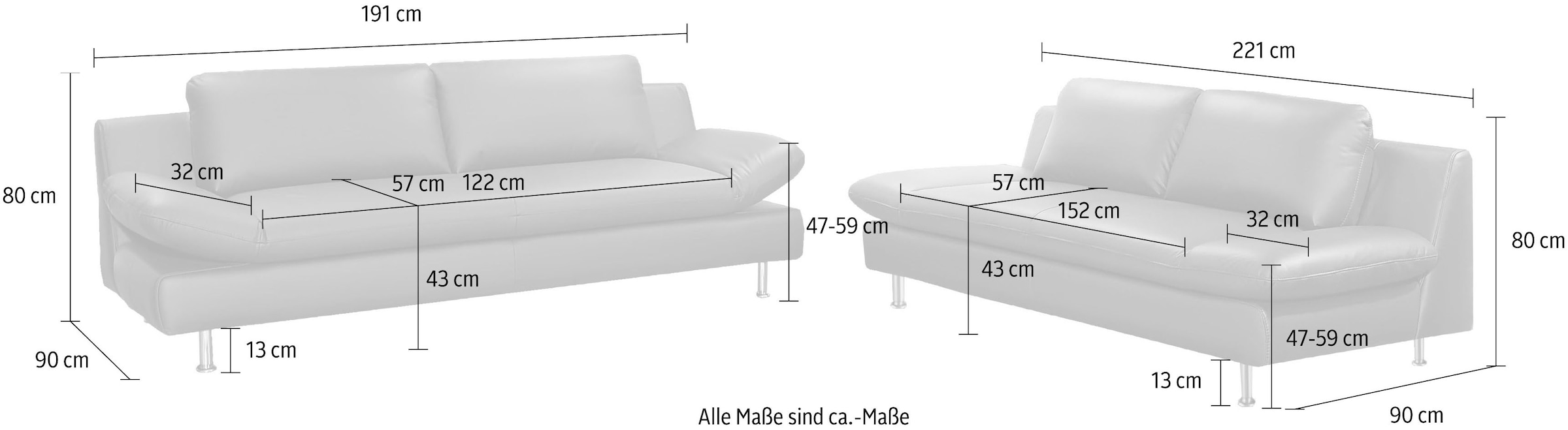 Polstergarnitur 2 2- BAUR STYLE aus | 3-Sitzer tlg.), »Redding«, und bestellen bestehend PLACES (Set, OF