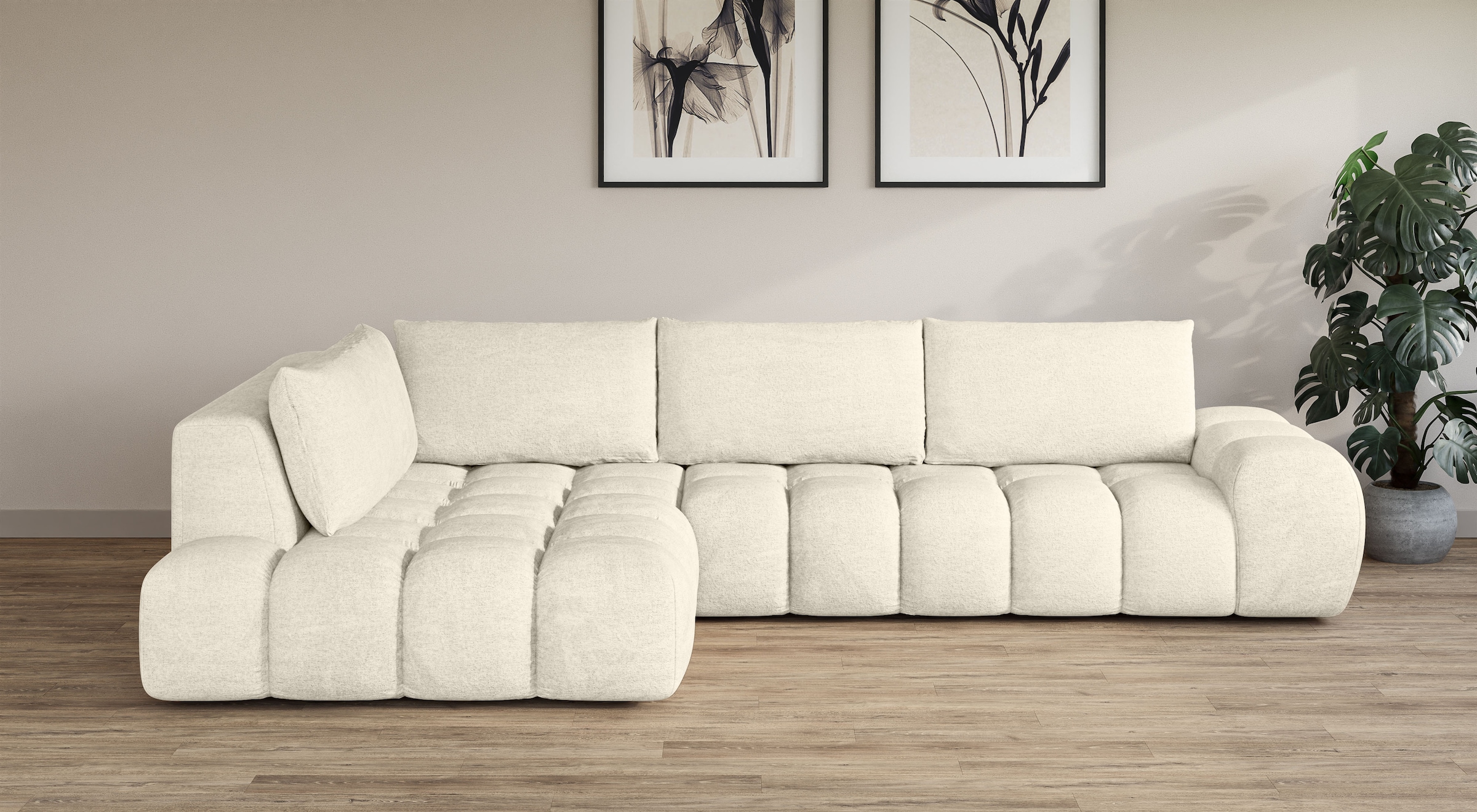 OTTO home Ecksofa "AZITA L-Form, XXL 352 cm Designsofa in Bubble-Opitk" los günstig online kaufen