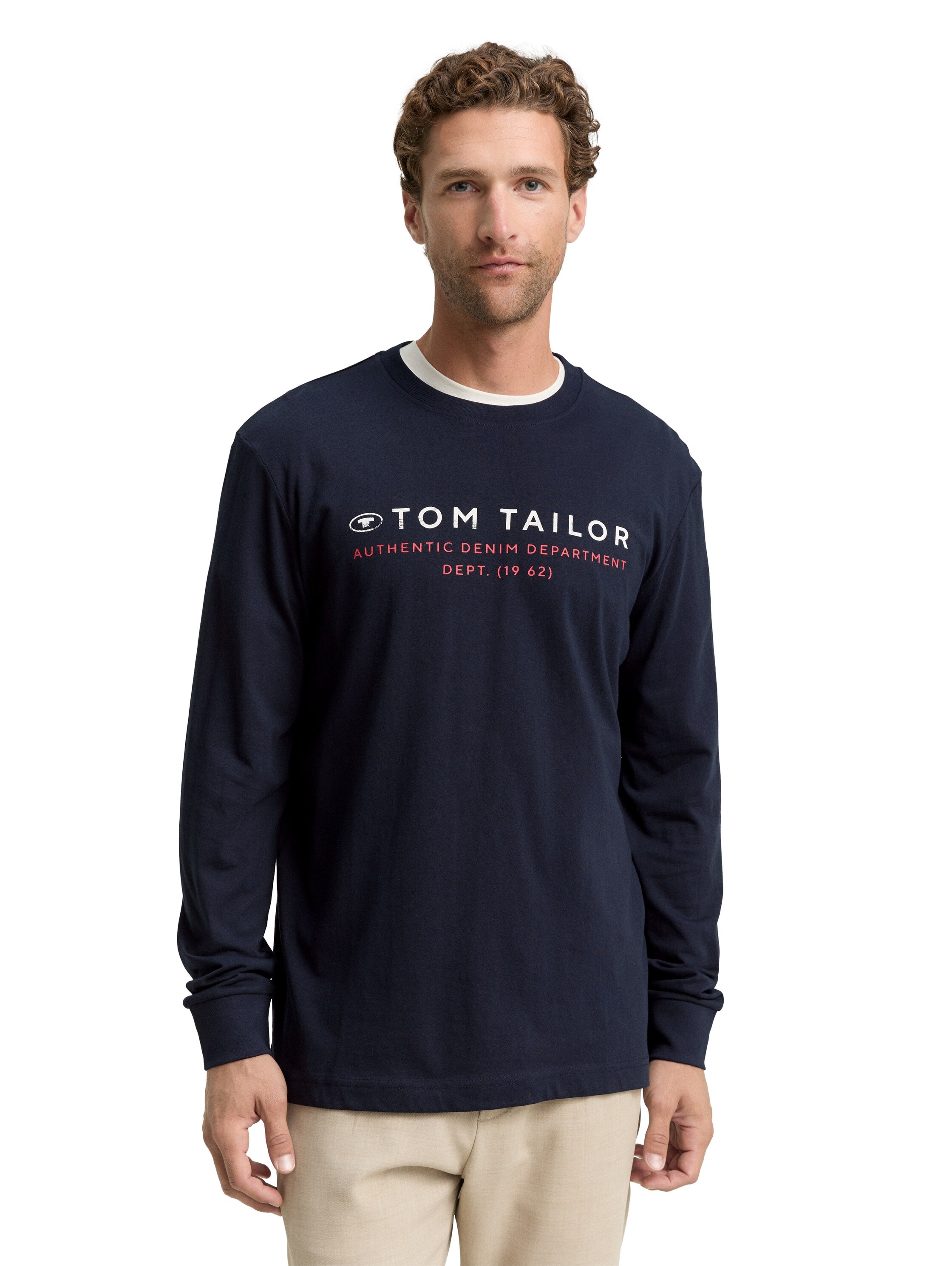 Tom Tailor Herren Langarmshirt PRINTED LONGSLEEVE - Regular Fit günstig online kaufen