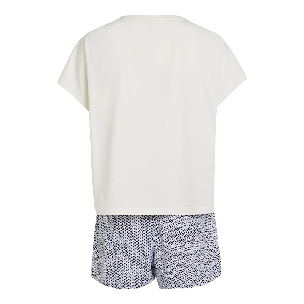 Tommy Hilfiger Underwear Shorty »SS PYJ SET WOVEN«, (Set, 2 tlg., Shirt+Shorts), Shirt uni, Shorts gemustert