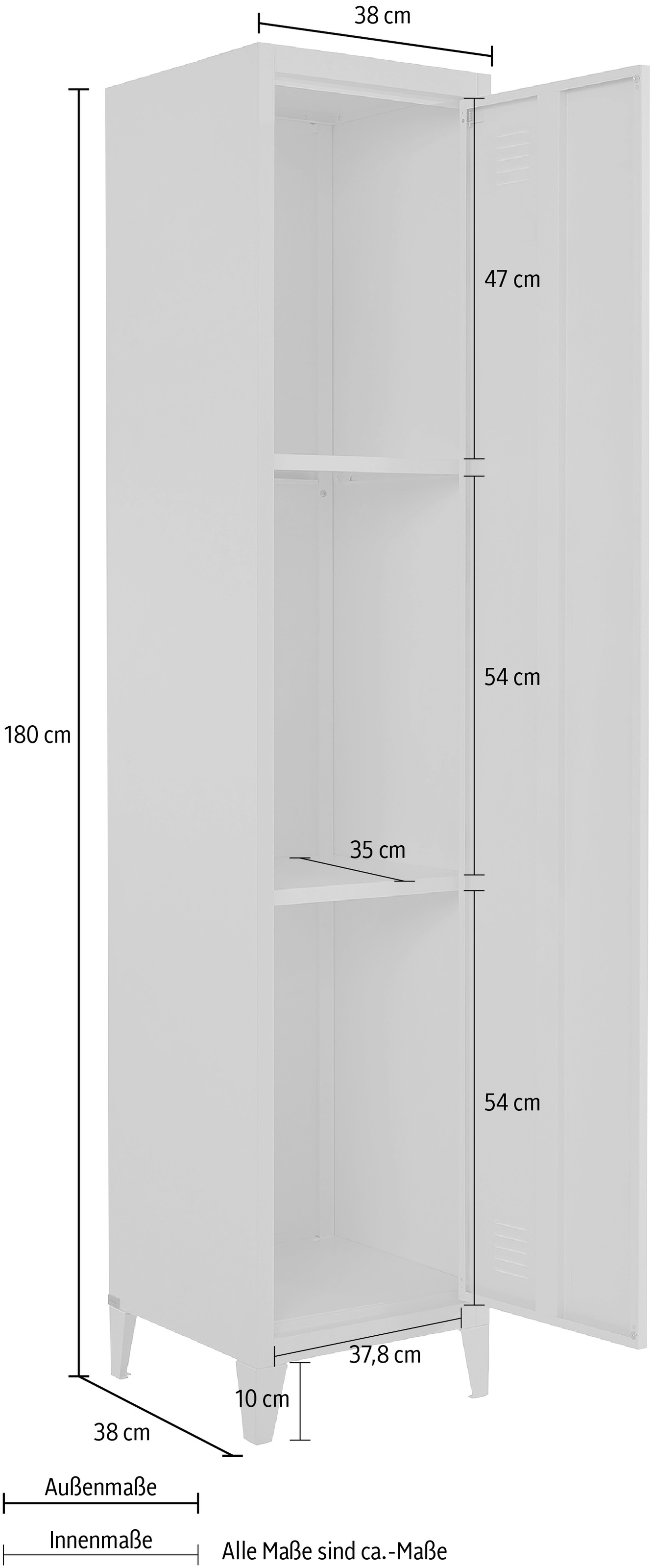 andas Hochschrank »Jensjorg«, Hochschrank Tür, aus cm | kaufen BAUR Einlegeböden 180 Höhe Metall, der hinter x 2