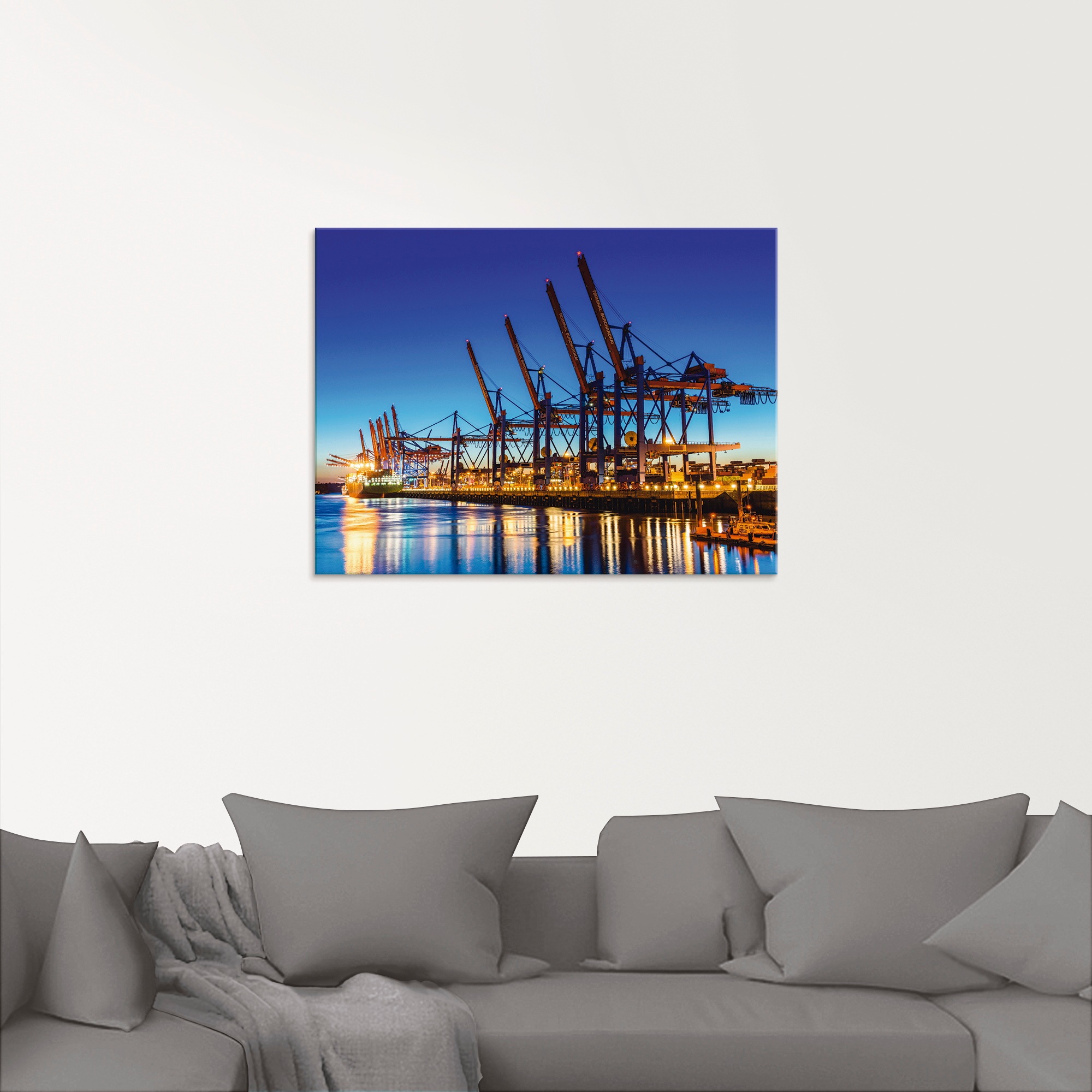 Artland Glasbild "Hamburg Containerhafen" Deutschland 1 Stk. tlg. in versch günstig online kaufen