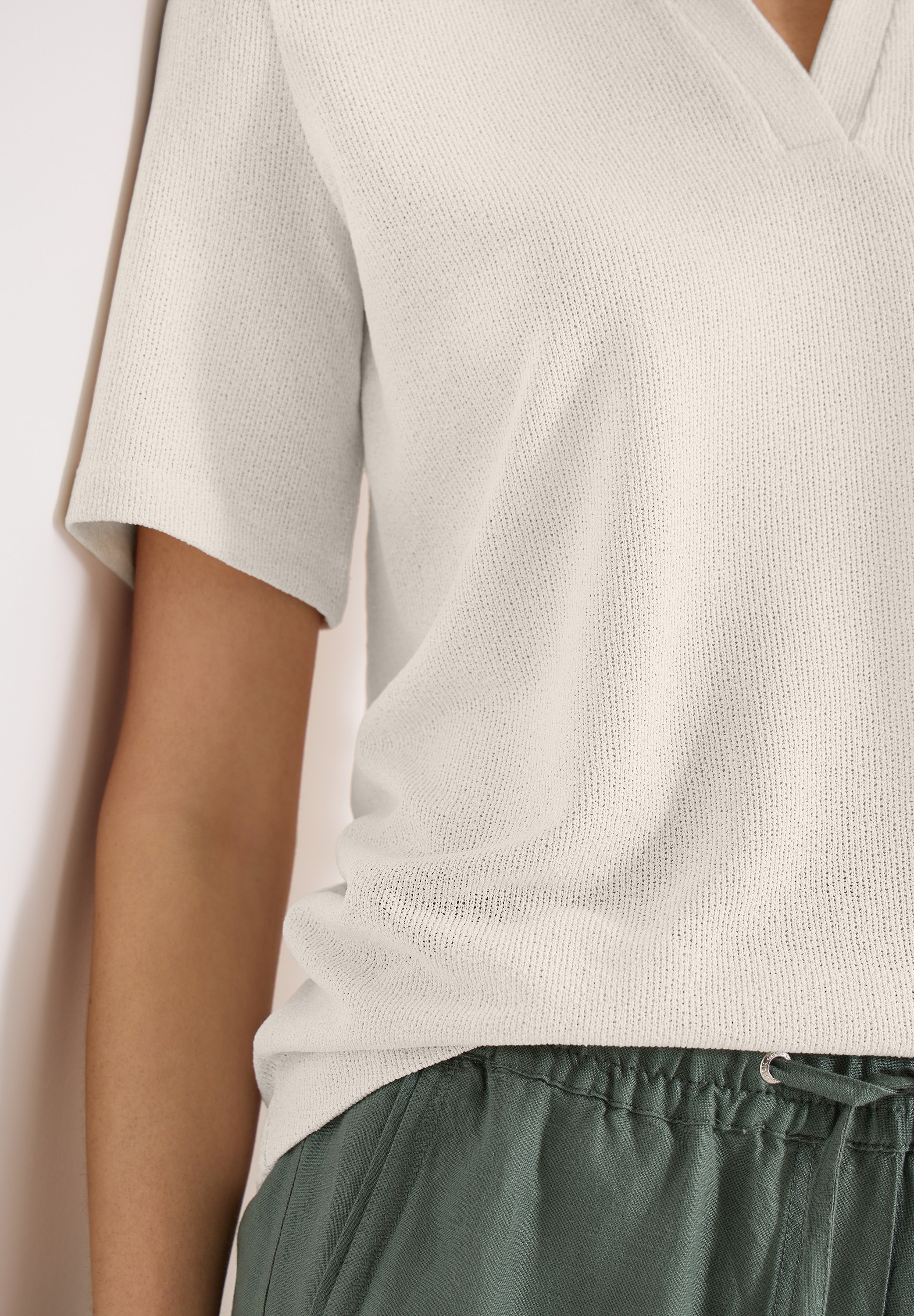 Cecil Poloshirt Strick-Look Shirt in Unifarben