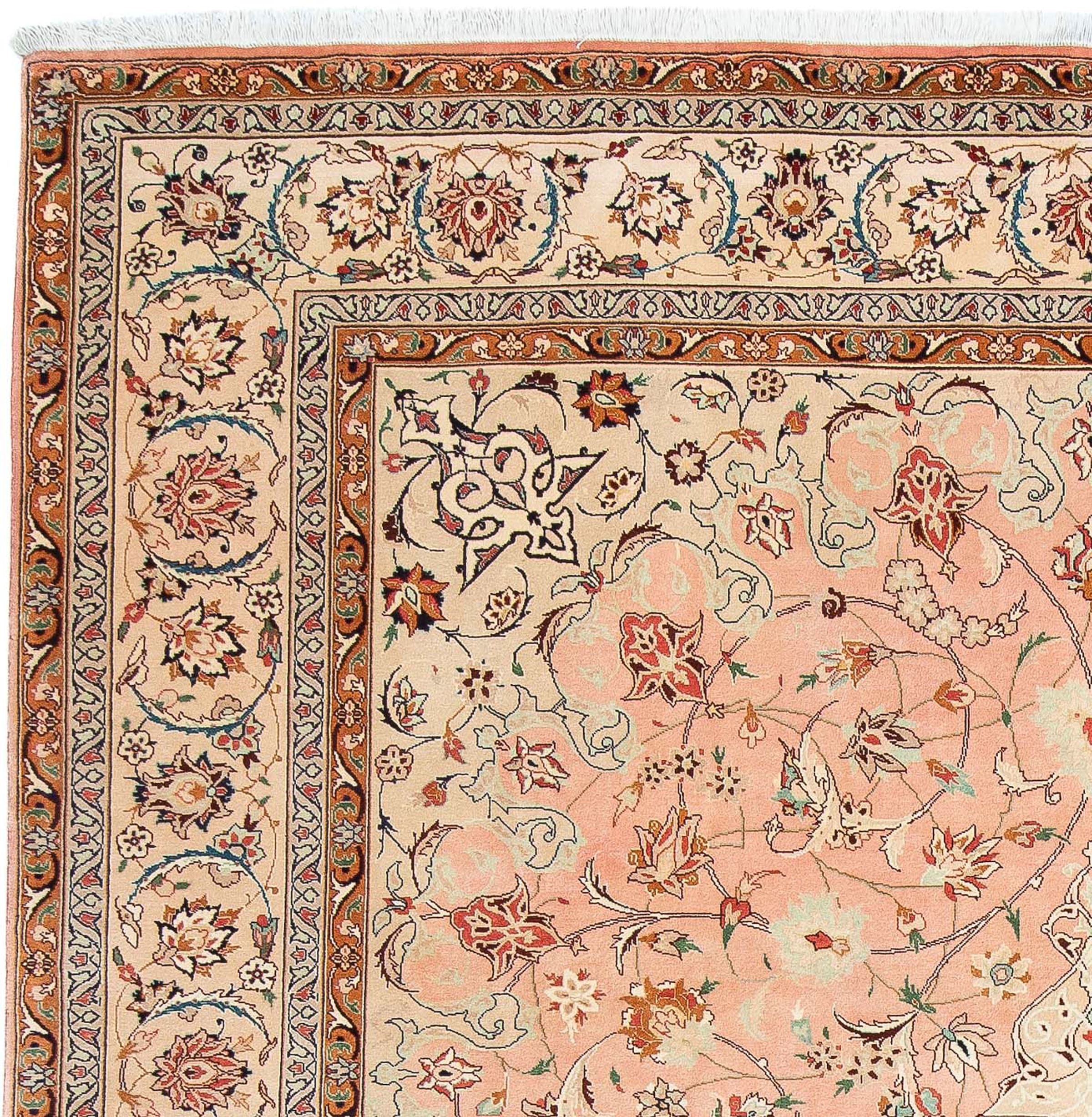 morgenland Orientteppich »Perser - Täbriz - Royal - 300 x 203 cm - rosa«, rechteckig, Wohnzimmer, Handgeknüpft, Einzelstück mit Zertifikat