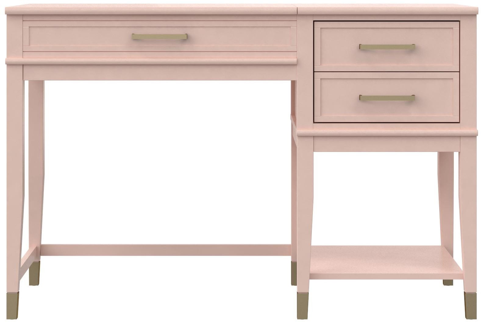 Dorel Home Schreibtisch "Westerleigh" 1 Stk. tlg. höhenverstellbar, mit 2 Schublade, Beine Massivholz, Griffe aus Metall