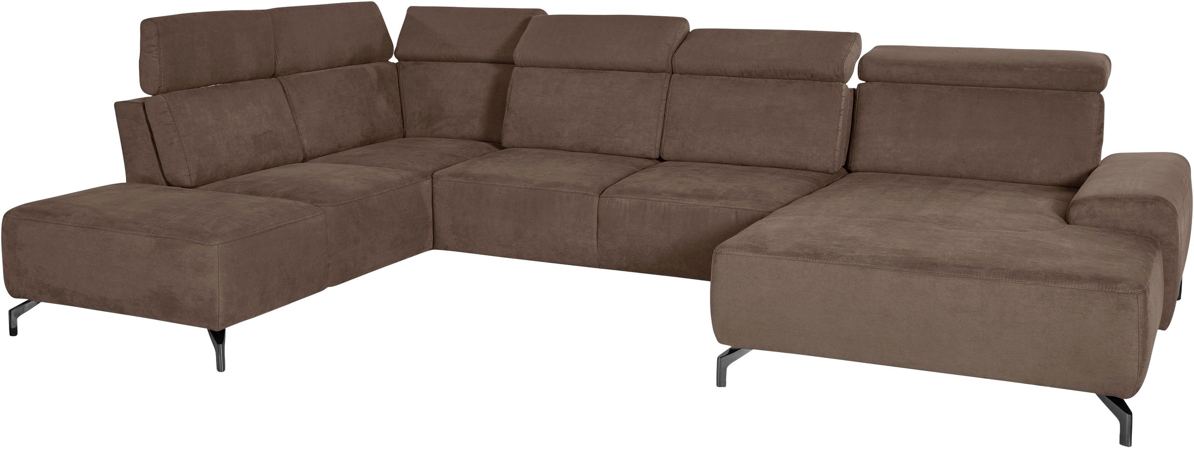 sit&more Wohnlandschaft »Gizeh U-Form«, 12 cm Fußhöhe, inklusive Sitztiefenverstellung und Kopfteilverstellung