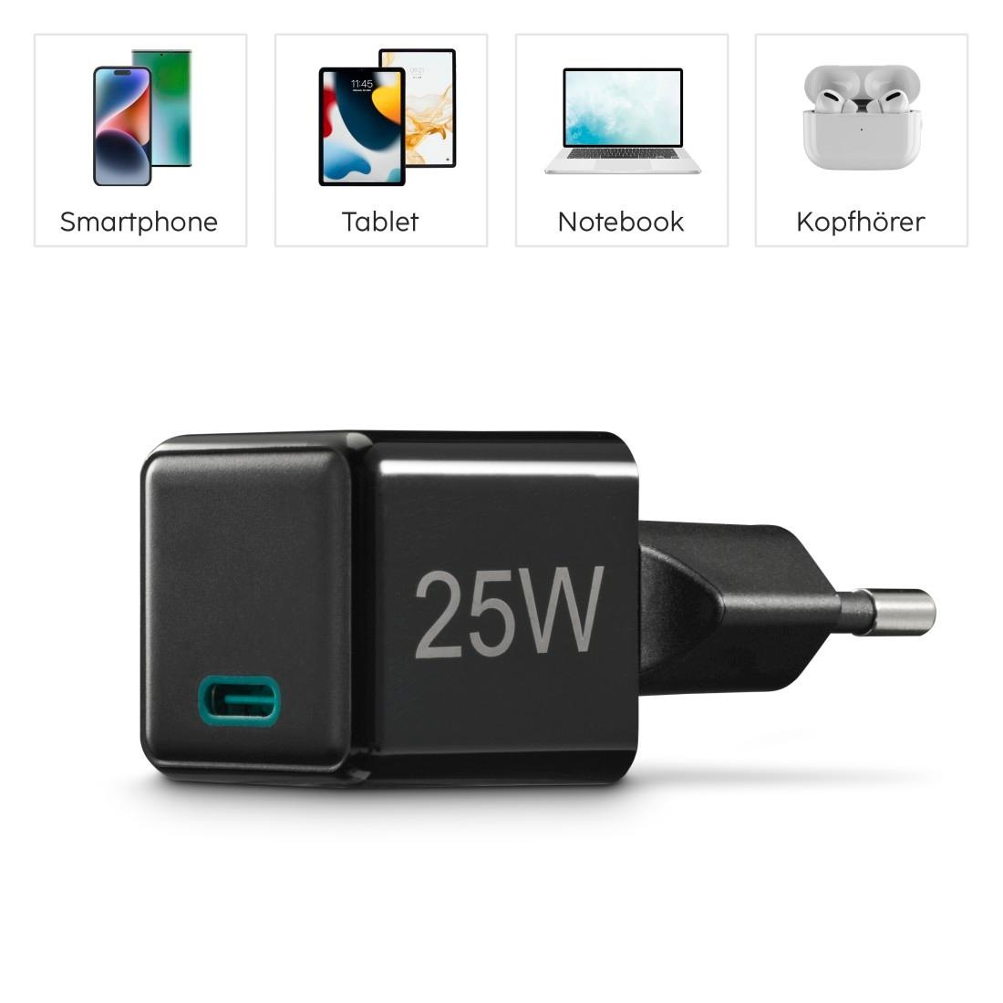 Hama Schnelllade-Gerät »Schnellladegerät (USB-C, PD/QC, extraklein 2,9 x 2,75 x 2,75 cm, 25 W)«, (1 St.)