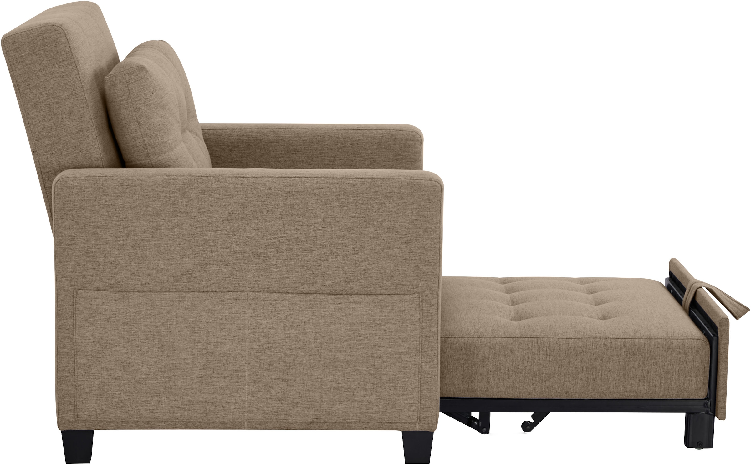 OTTO home Sessel »TYLLI, 91 cm, wandelbar zum Gästebett, Schlafliege, klappbar« verstellbarer Rückenlehne, Klappmechanismus, Webstoff