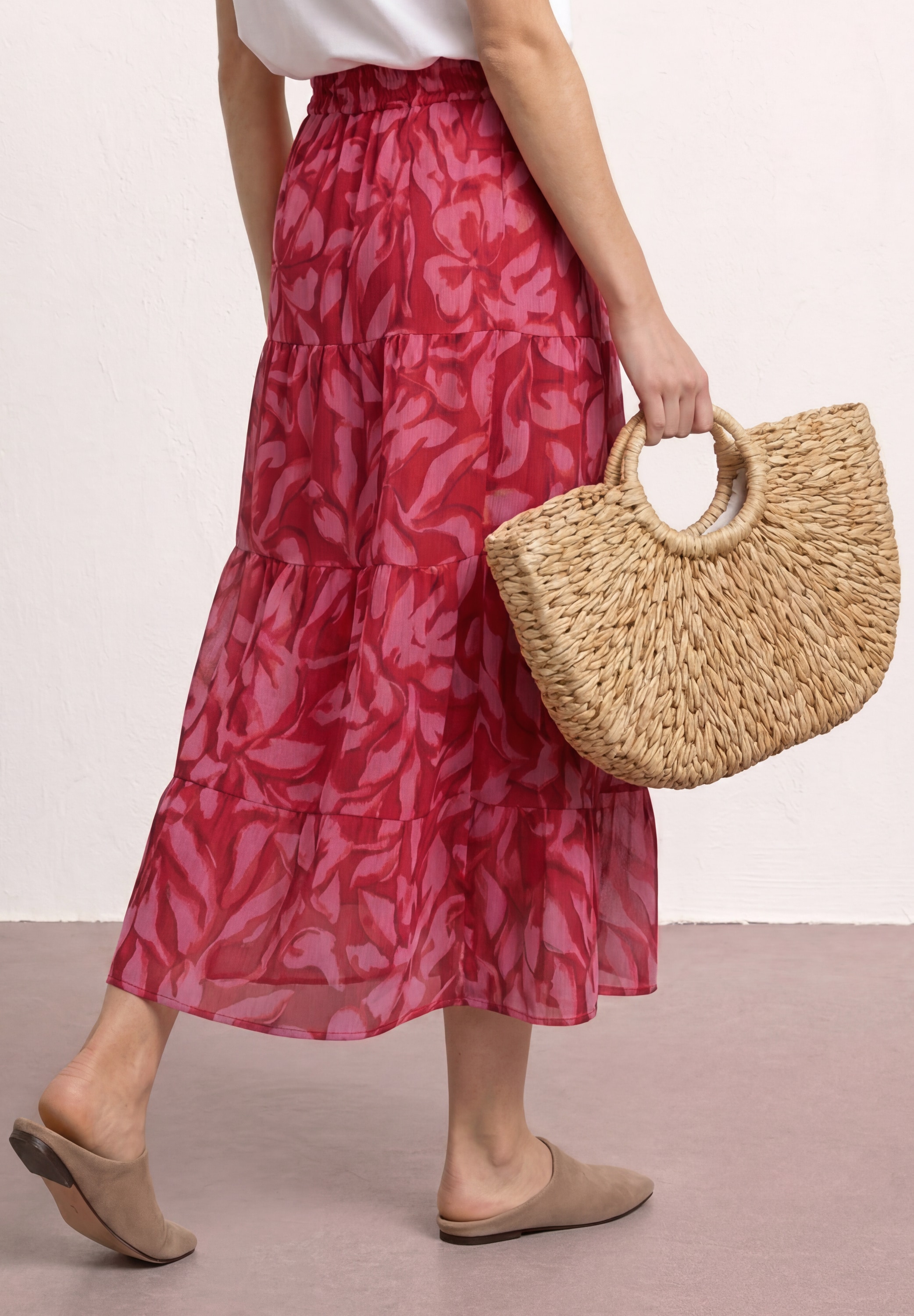 STREET ONE Maxirock Sommer aus Chiffon mit Print/Weich fallende Volants