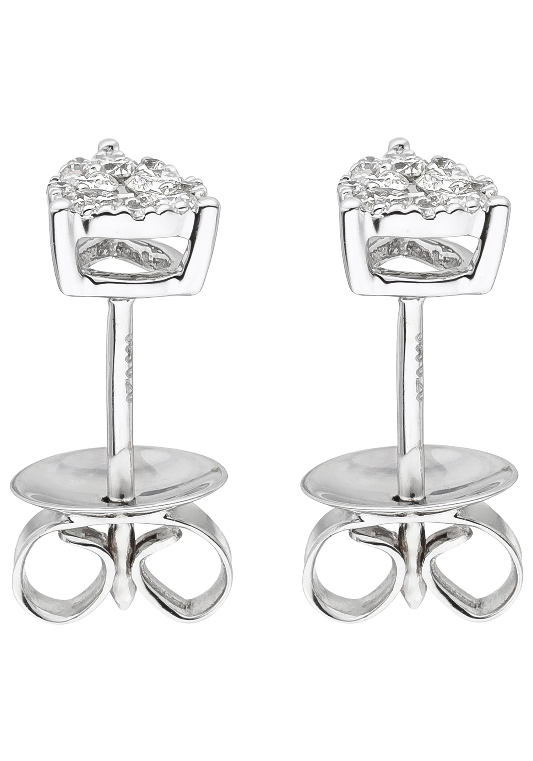JOBO Paar Ohrstecker »Ohrringe Weißgoldohrringe 7 mm« 585 Weißgold mit 24 Diamanten