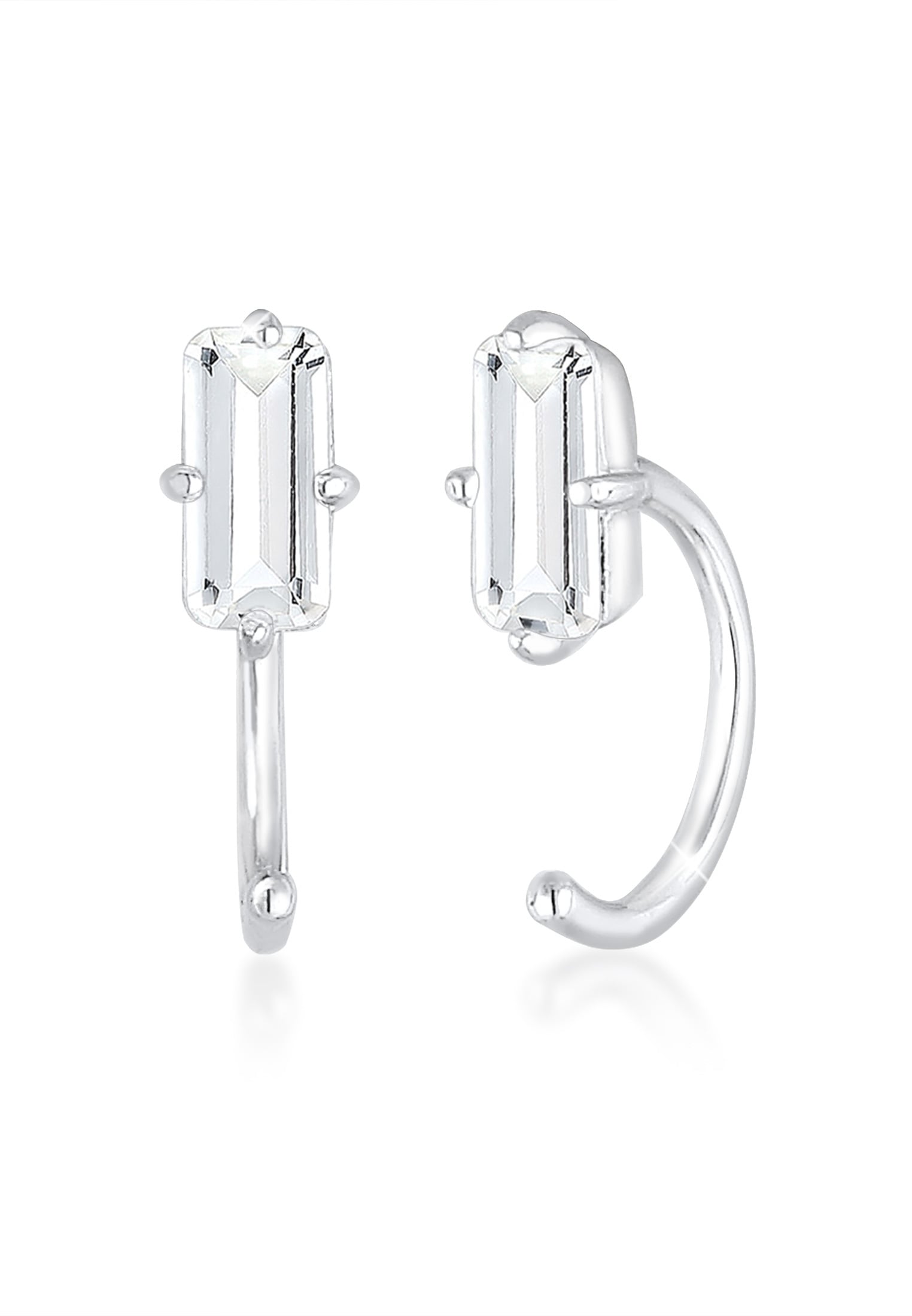 Elli Premium Paar Ohrhänger »Creolen Stecker Hoops Edelstein 925 Silber«