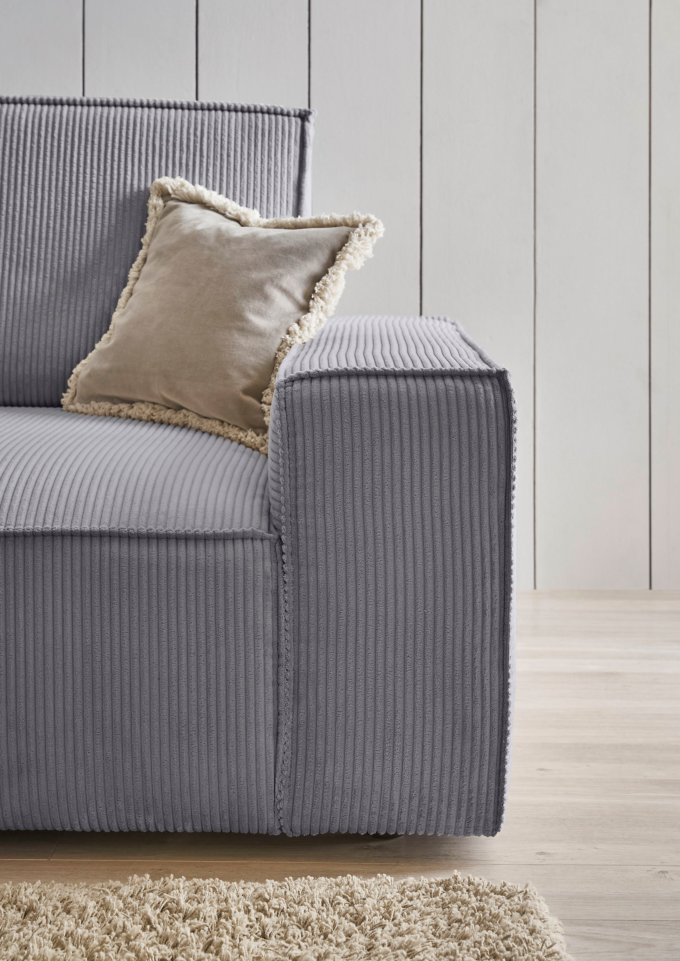 Home affaire Polsterecke »NEU: SHERWOOD XXL tief, L-Form mit Schlaffunktion, Big-Sofa mit Hocker«, (Set, 2 St.), stellbar zum Schlafsofa (Krokodilverbinder), Cord, Leinenoptik