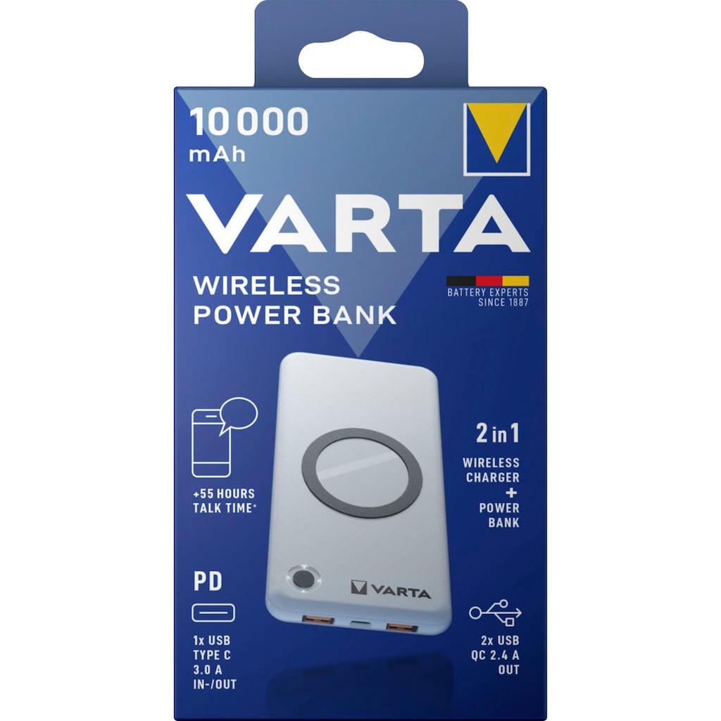 VARTA Powerbank »VARTA Wireless Power Bank 10000 mAh mit Ladekabel«