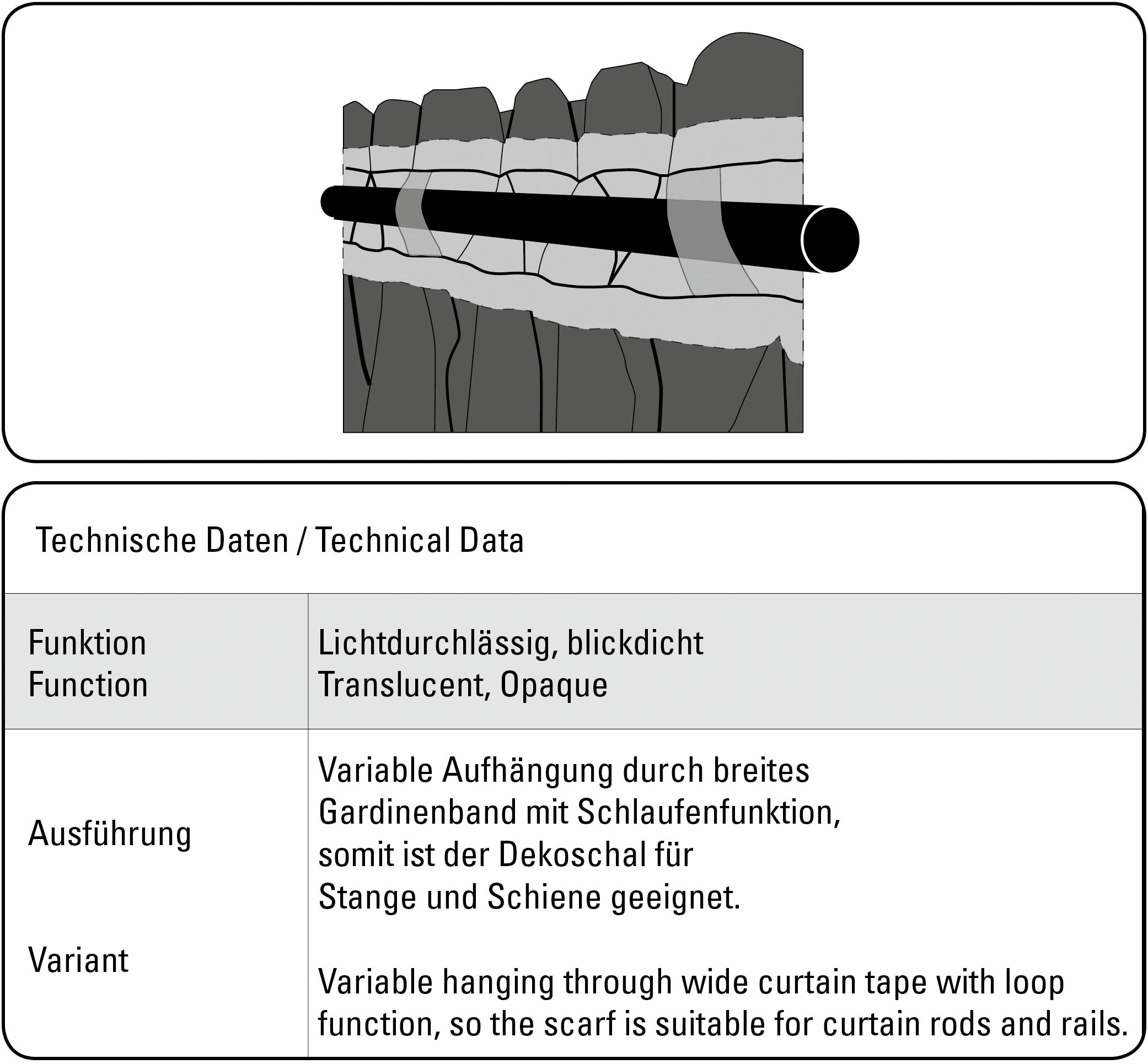 Gardine »Schal Strukturdeko«, (1 St.), mit Gardinenband und verdeckten Schlaufen