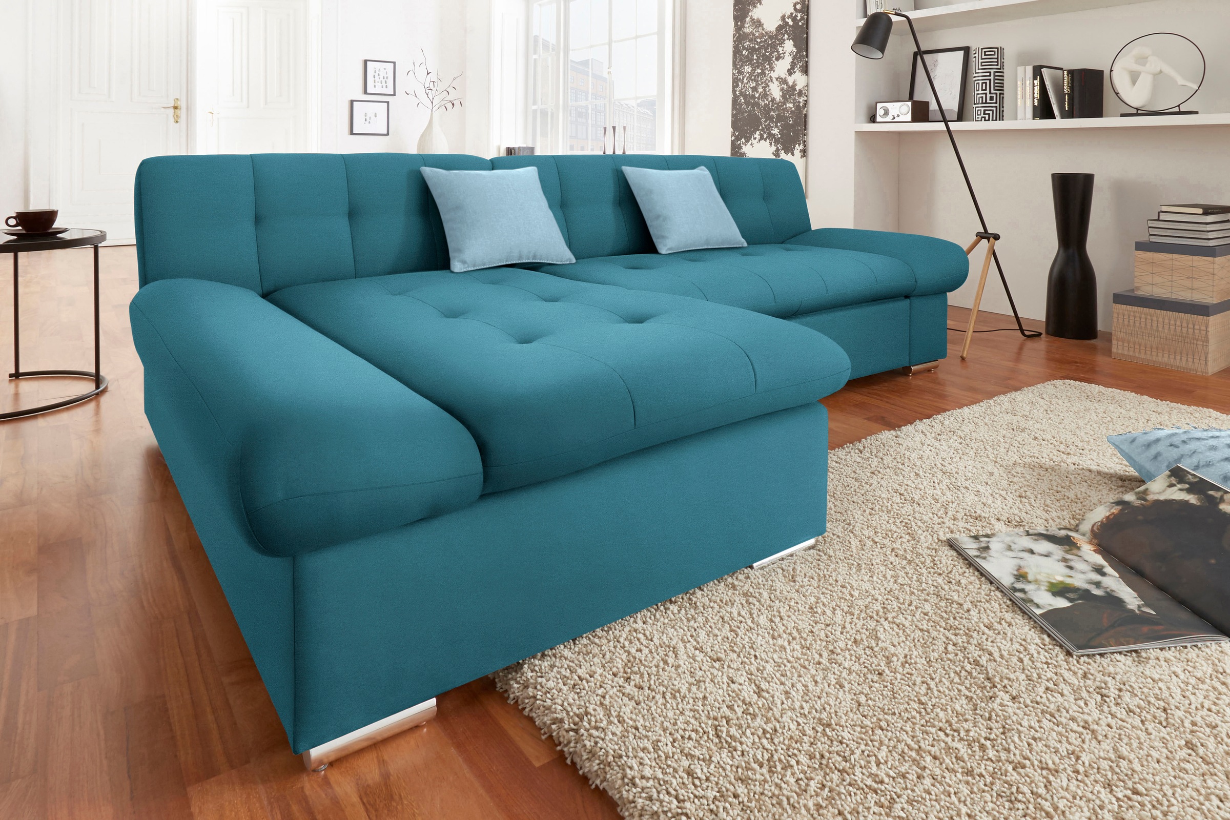 TRENDMANUFAKTUR Ecksofa "Reggae II, moderne Optik, Armteilverstellung, B/T günstig online kaufen