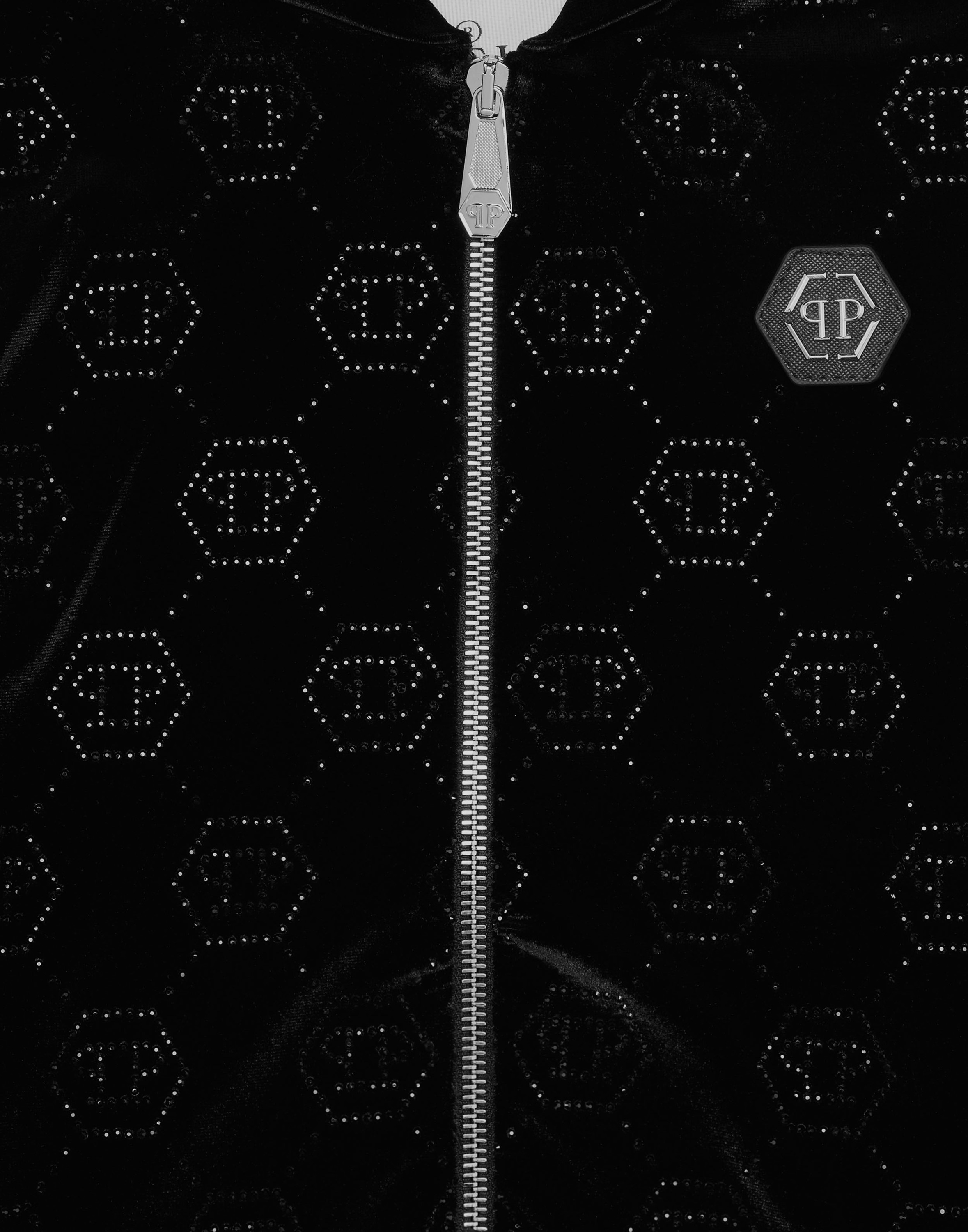 Thumbnail - PHILIPP PLEIN Kapuzensweatjacke "Monogram Mit Schmucksteinen"