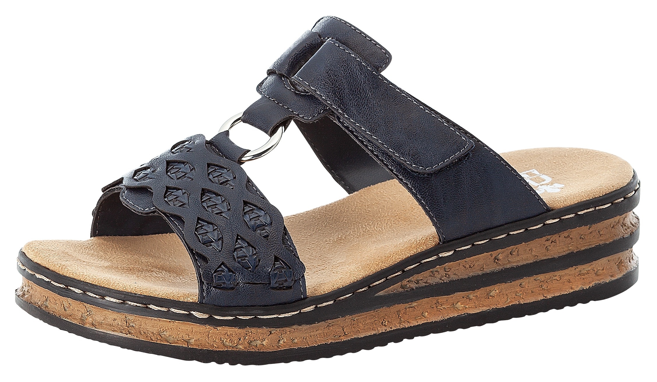 Rieker Keilabsatz, Sommerschuh, Schlappen mit Riemchen in Flechtoptik