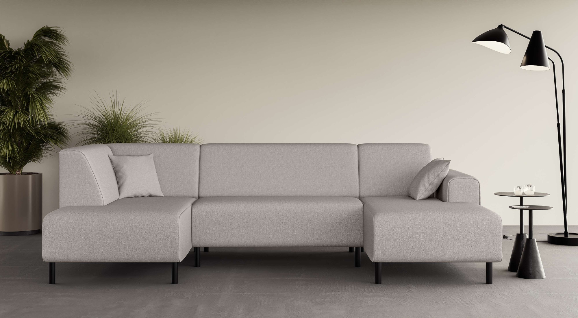 OTTO home Wohnlandschaft "ARROS U-Form mit Wellenunterfederung, Maße B/T/H: 300/163/81 cm" incl. Zierkissen, mit Recamiere links/rechts bestellbar, auch in Cord