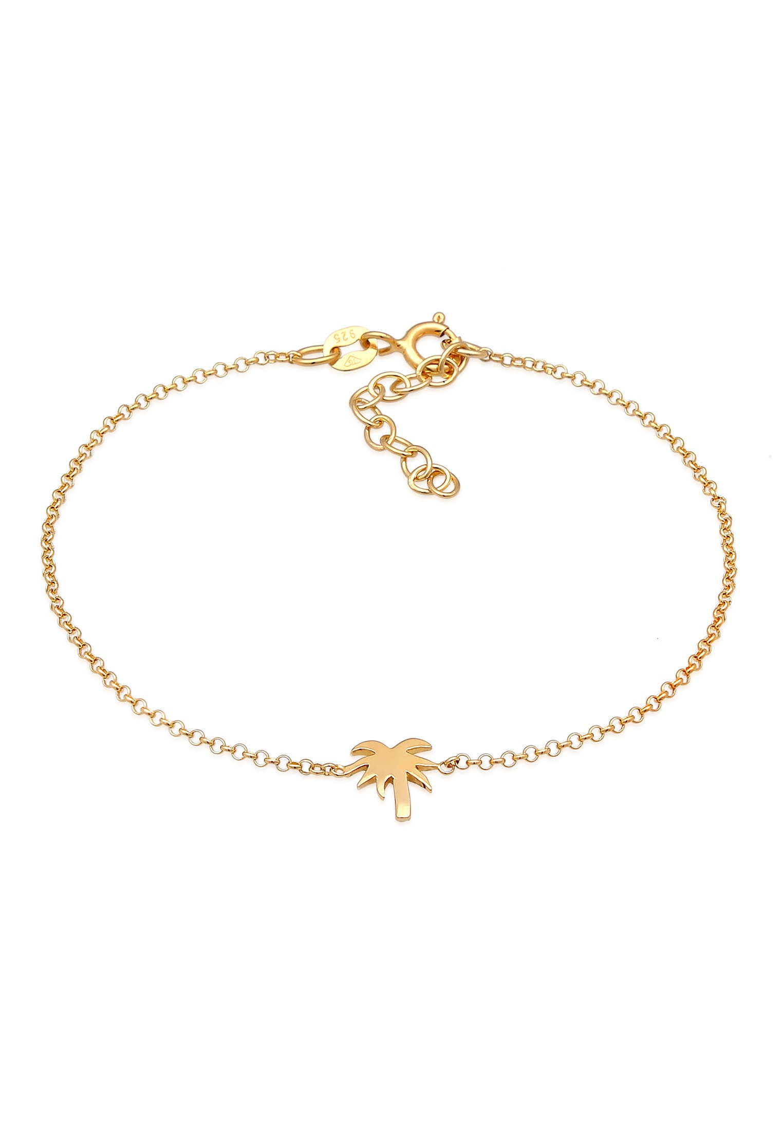 "Armkette ELLI ""Armband Palme Strand Urlaub Meer 925 Silber"" Gr. 160, gold, Armbänder, Damen, Silber 925 (Sterlingsilber), Armkette"