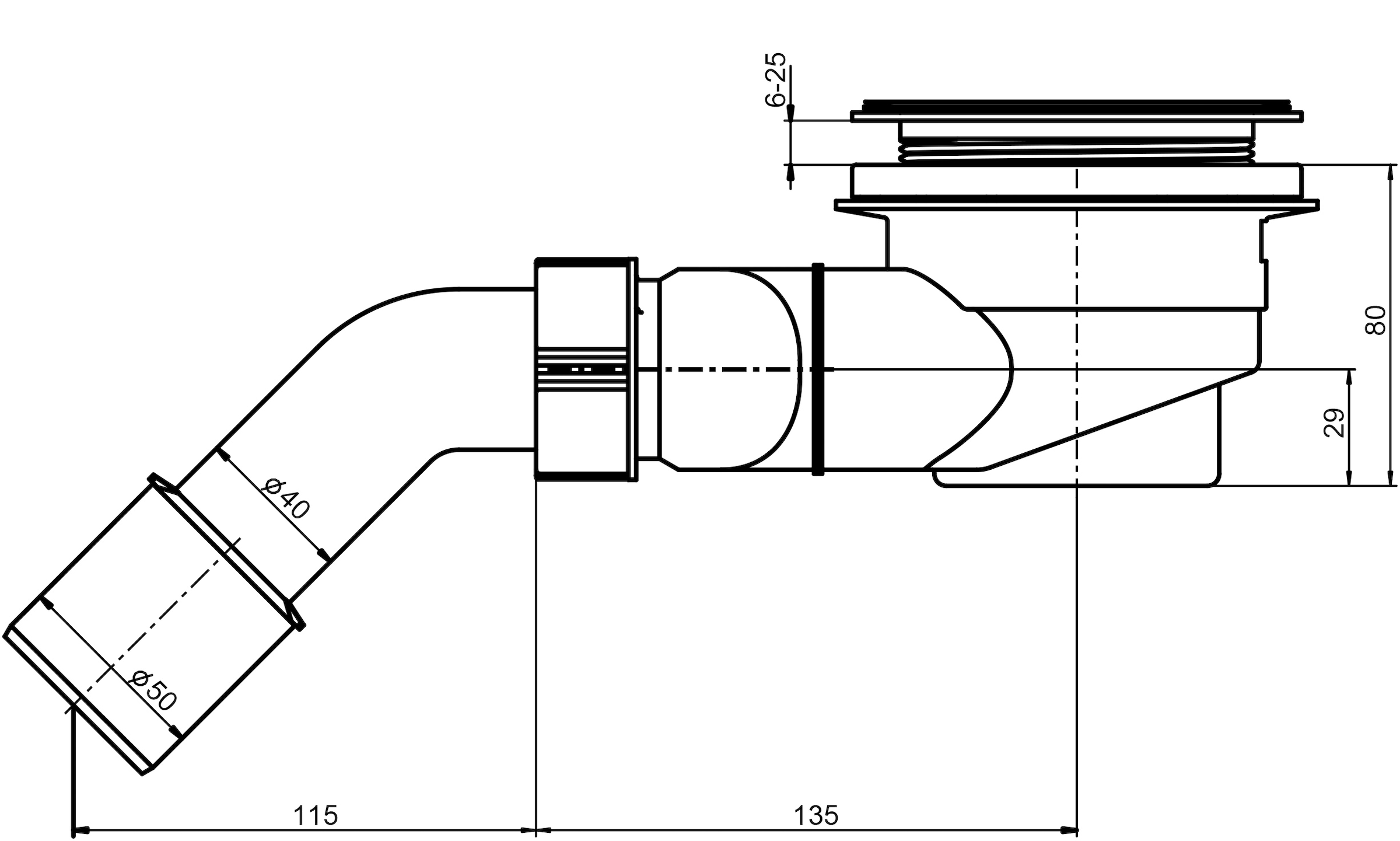 OTTOFOND Duschablauf »Tasso 90« (1 Stk. tlg.)  für Duschwannen, chromfarben