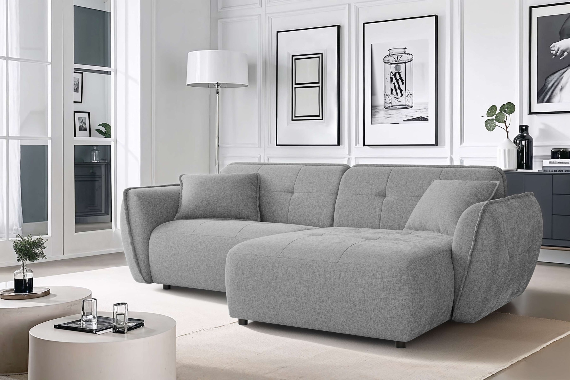 Home affaire Ecksofa »MIRELDA L-Form mit Steppungen, Recamiere rechts/links, Breite 253 cm« elegant und bequem, enthält 2 Zierkissen, belastbar bis 480kg