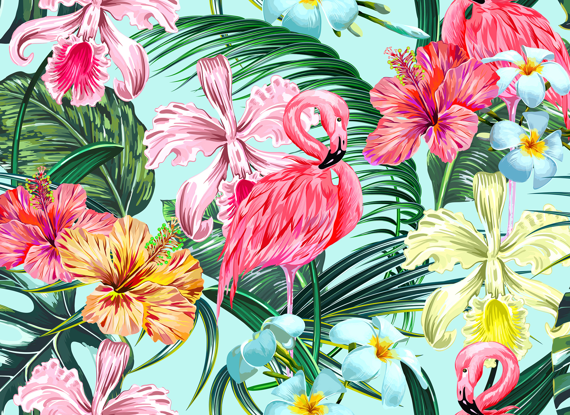 living walls Fototapete "Designwalls Flamingo Art 1" glatt Vlies, Wand, Schräge, Decke