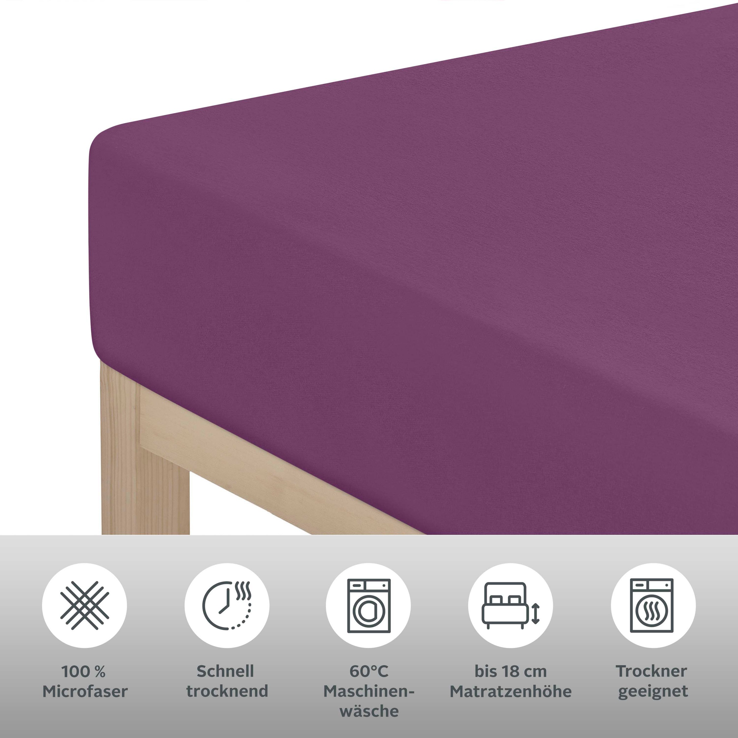 Thumbnail - my home Spannbettlaken "PAPRIKA" Bettlaken, Laken, in zwei Qualitäten: Fleece & Jersey, 100% Polyester