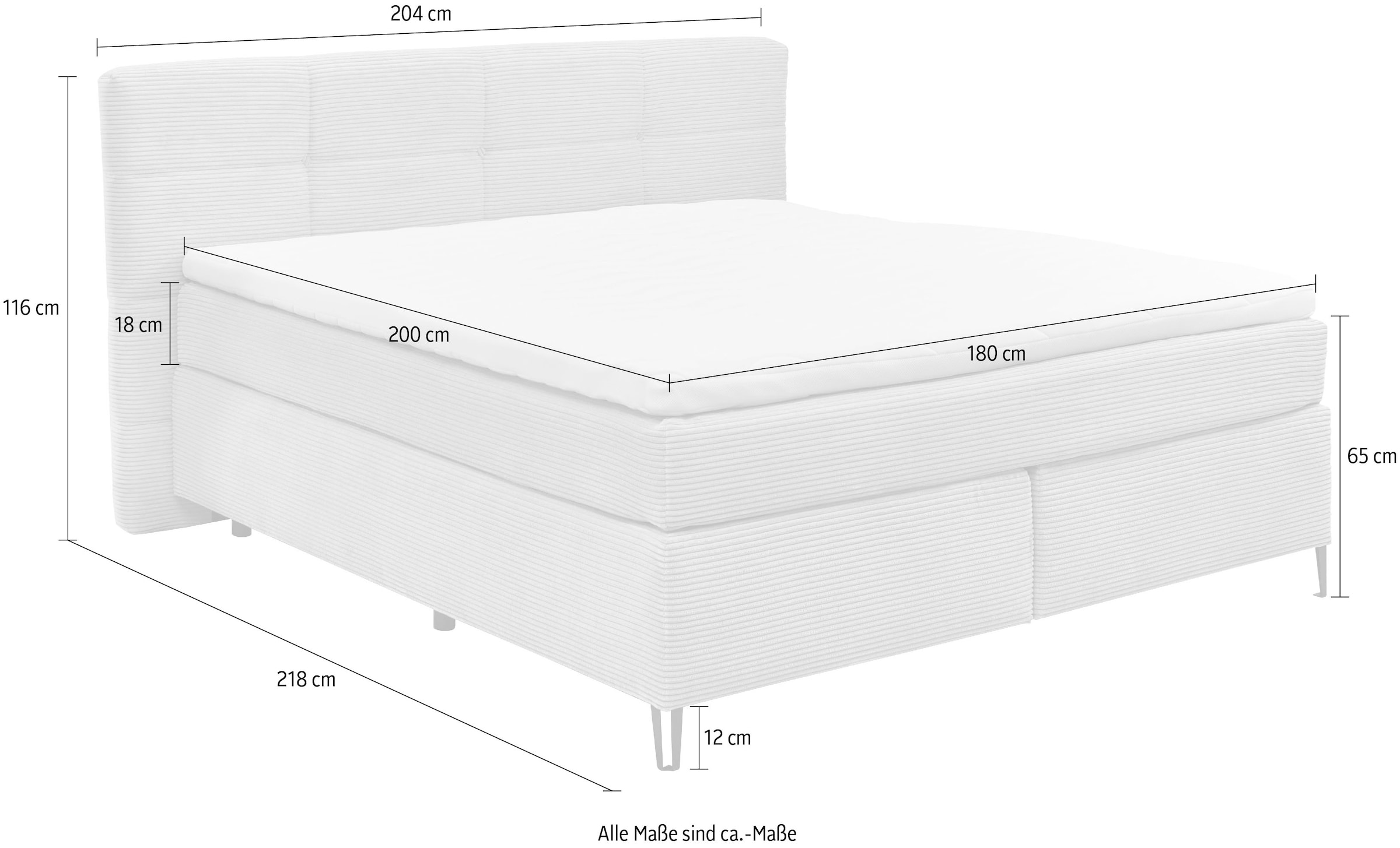 set one by Musterring Boxspringbett »Fairfield«, mit Metallfuß schwarz, Wendematratze, Breite 160 oder 180 cm