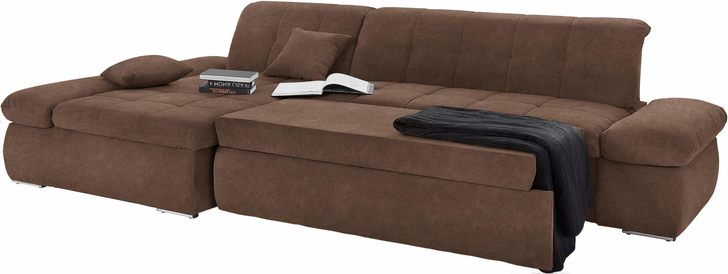 DOMO collection Ecksofa »NMoric XXL, B/T/H: 300/172/80cm, L-Form«, wahlweise mit Bettfunktion und Armlehnverstellung