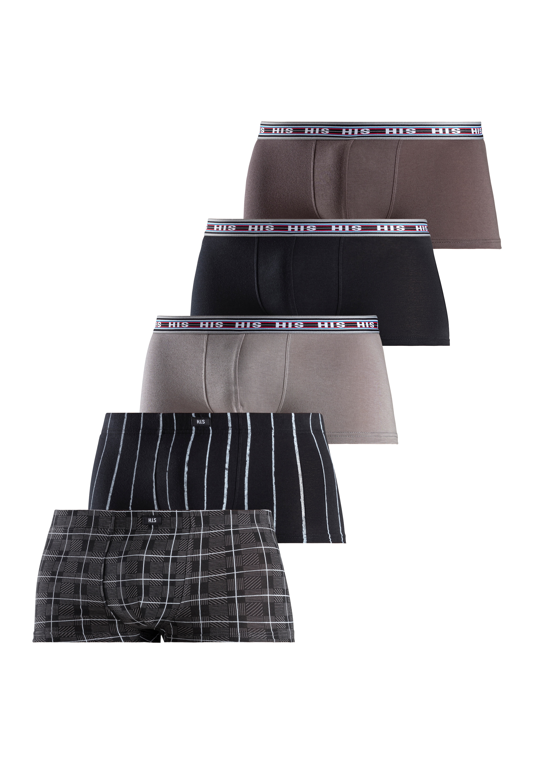 H.I.S Hipster Packung, 5 Stk. knapp sitzende Boxershorts aus Baumwoll-Stret günstig online kaufen