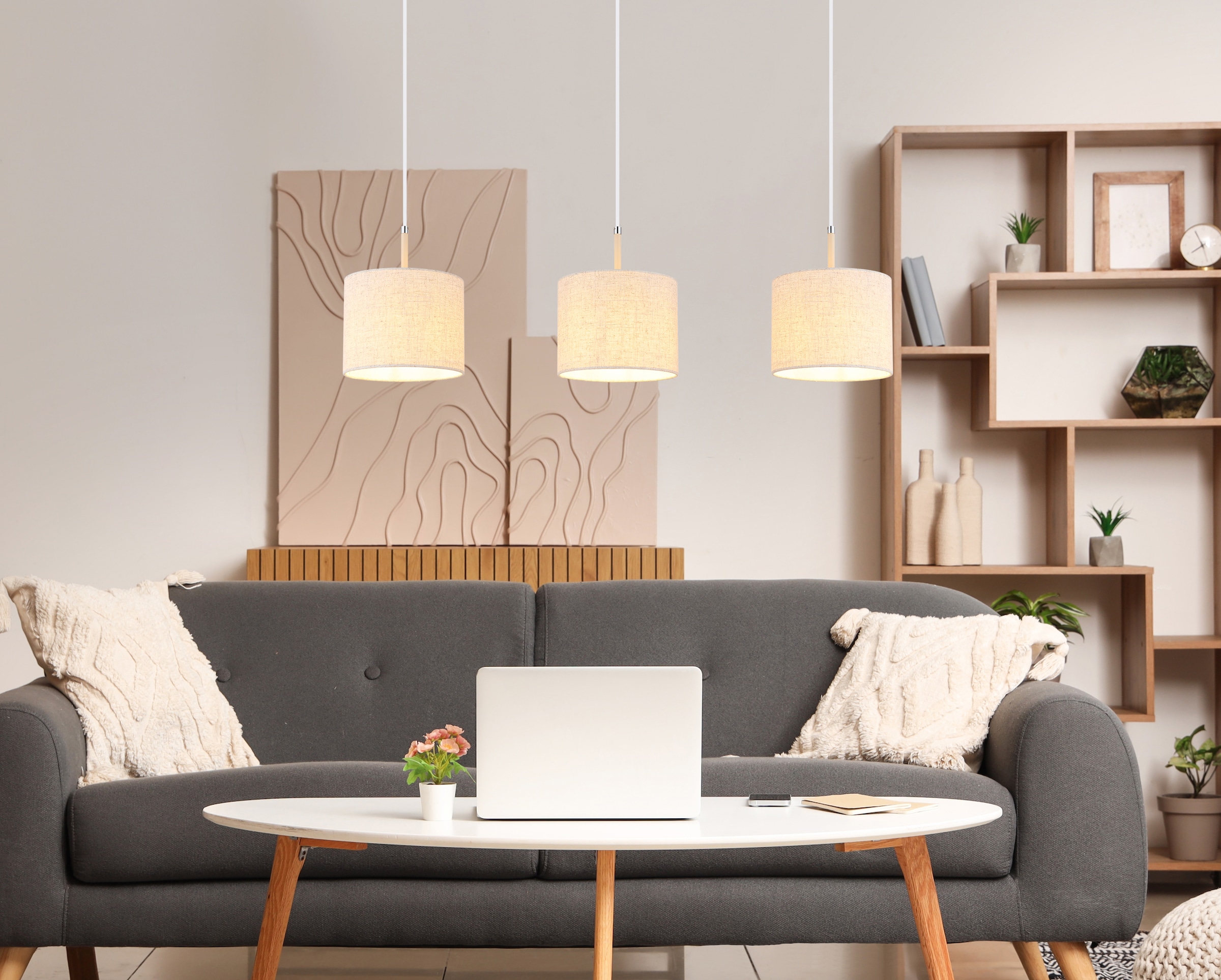 GLOBO LIGHTING Hängeleuchte »DELEON« E27 1 Stk. Moderne Wohn- & Esszimmer Hängeleuchte sandfarben