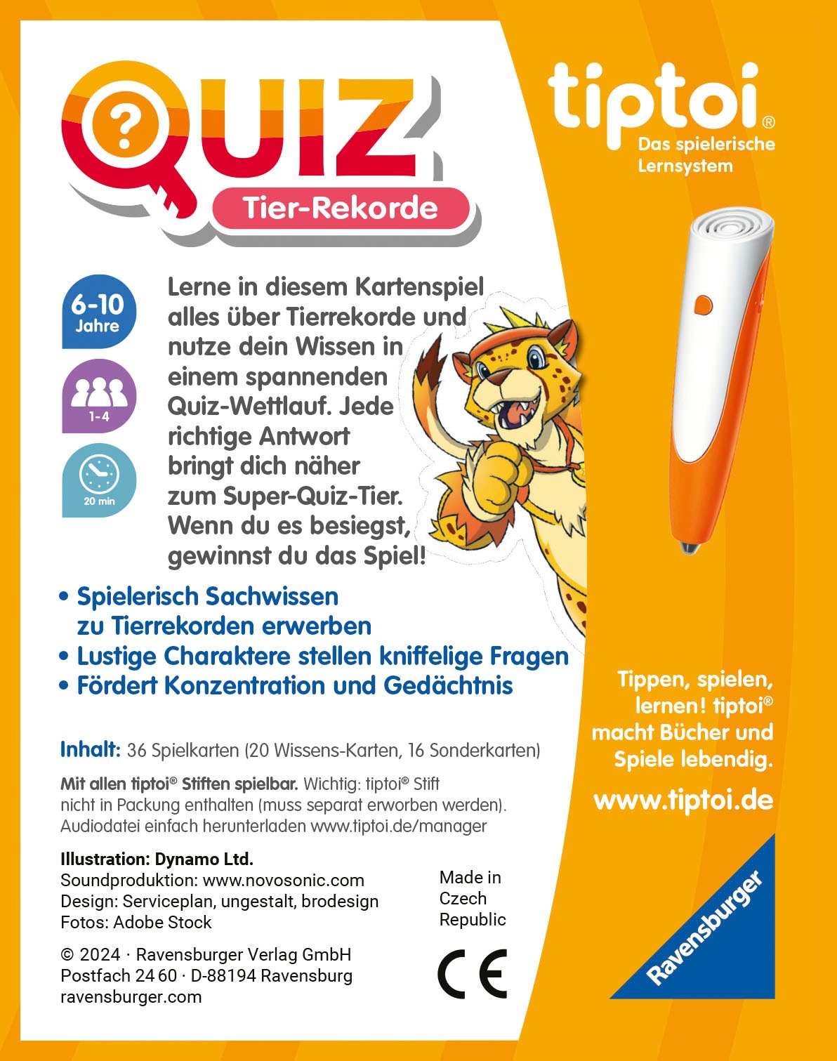 Ravensburger Spiel »tiptoi® Quiz Tier-Rekorde«, Made in Europe