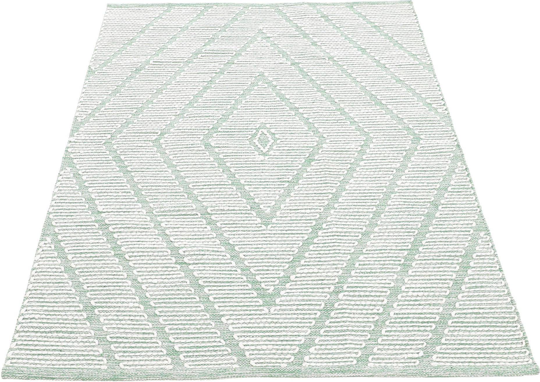 bestellen Effekt, Baumwolle rechteckig, »Kelim carpetfine Handweb, Durry«, Hoch-Tief geometrisch, | handgewebt, Teppich reine BAUR