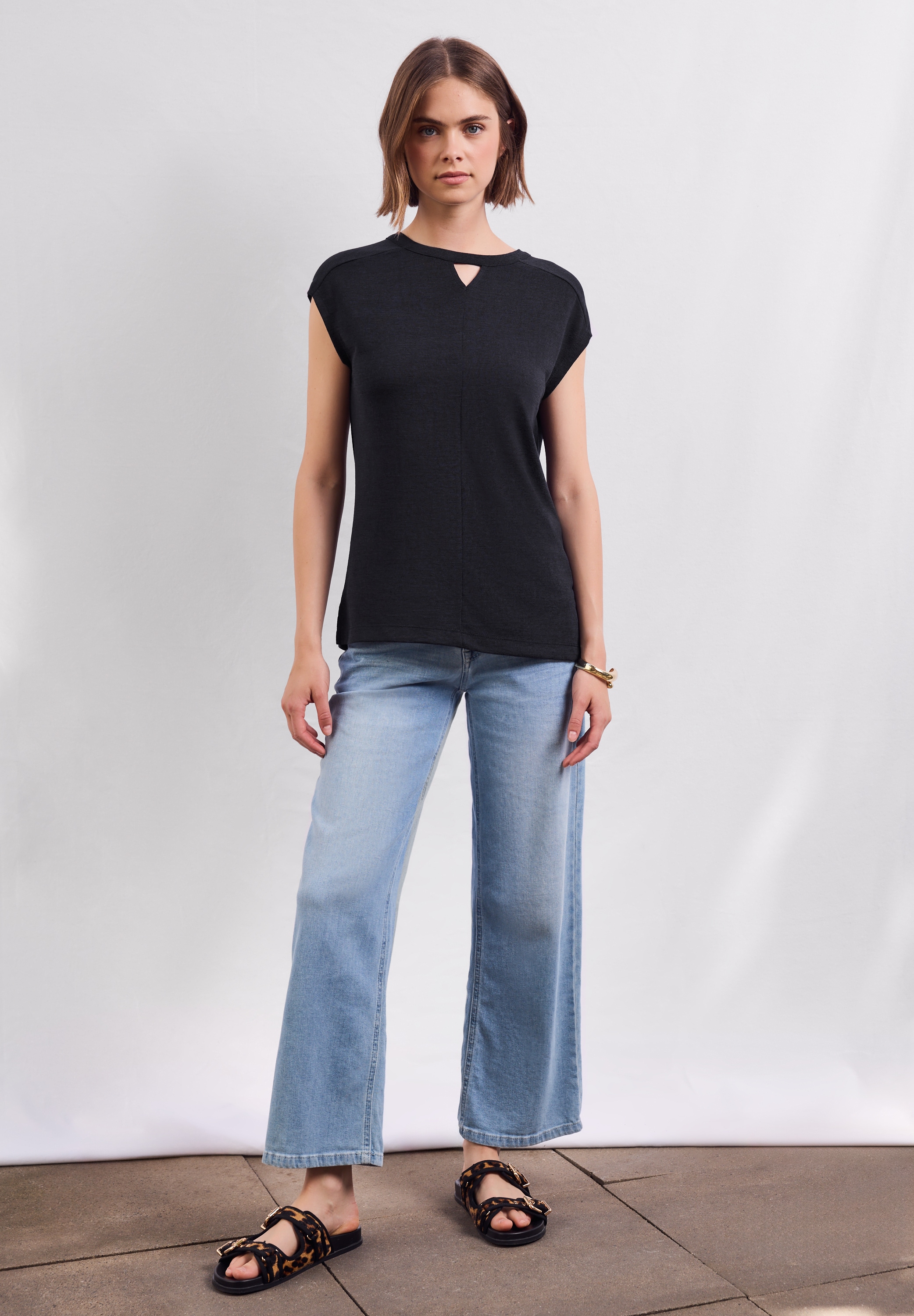 STREET ONE STUDIO T-Shirt, aus elastischem Materialmix