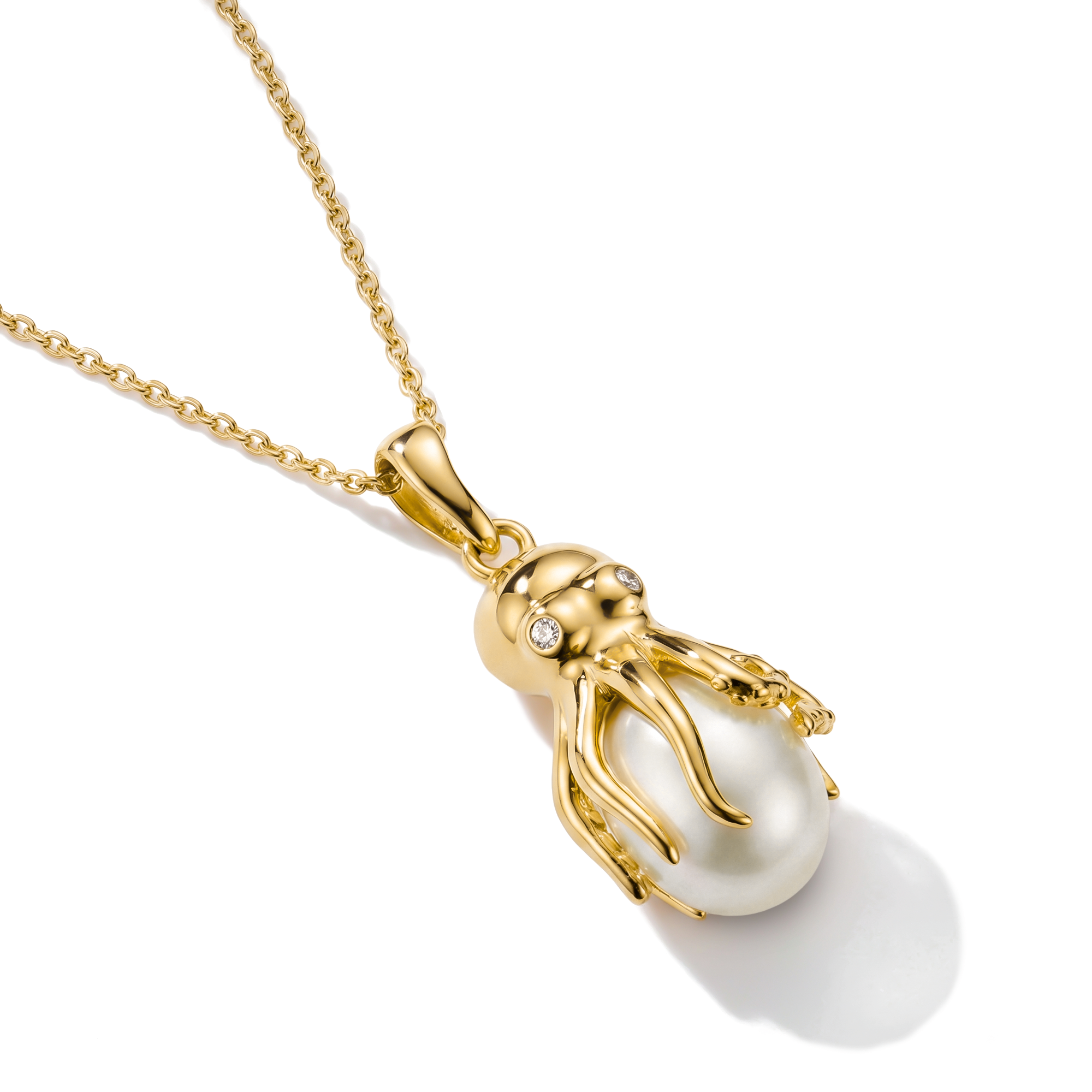 THOMAS SABO Kettenanhänger »Fluid Elegance Oktopus-Design-Anhänger«  mit Zirkonia (synth.) - mit Perle (imitiert)