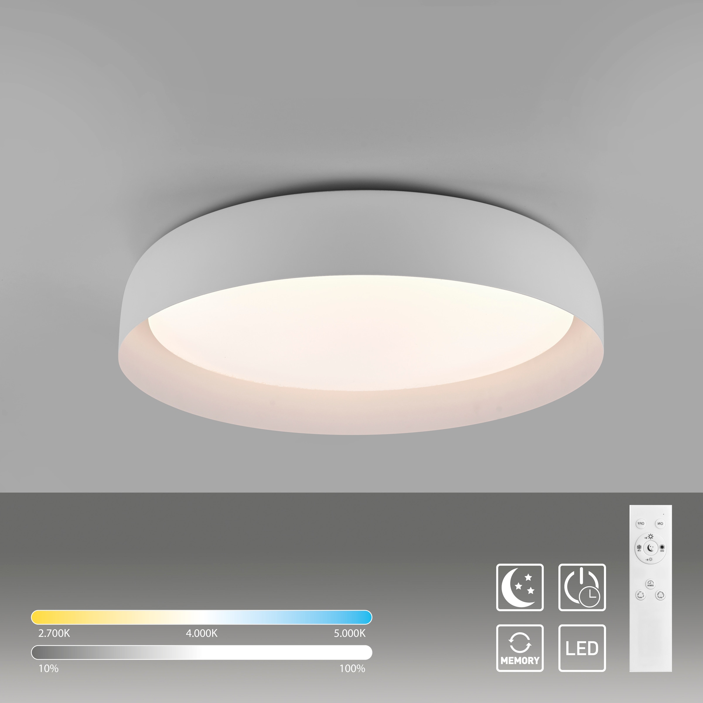 JUST LIGHT Deckenleuchte »OSKO«, 1 flammig, Leuchtmittel LED-Board | LED fest integriert, LED, Fernbedienung, Funk inkl.