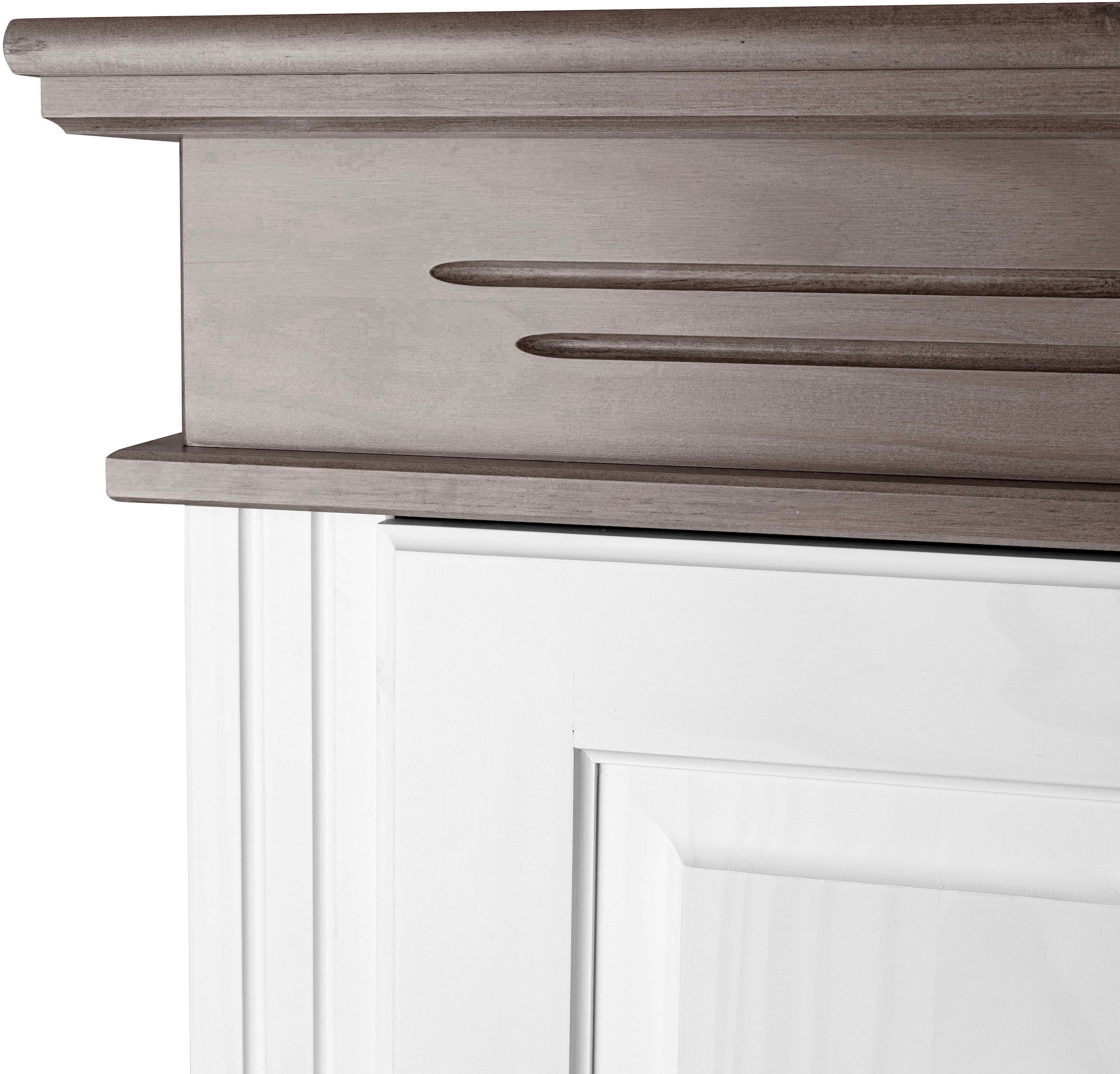 Inter Link Anrichte »Halmaro, Kiefer Massivholz, Soft-close, 141 x 46 x 100 cm, Stauraum« 1 Stk. tlg. Sideboard in Weiss, Grau/Lava, Landhausstil, 3 Türen, 3 Schubladen
